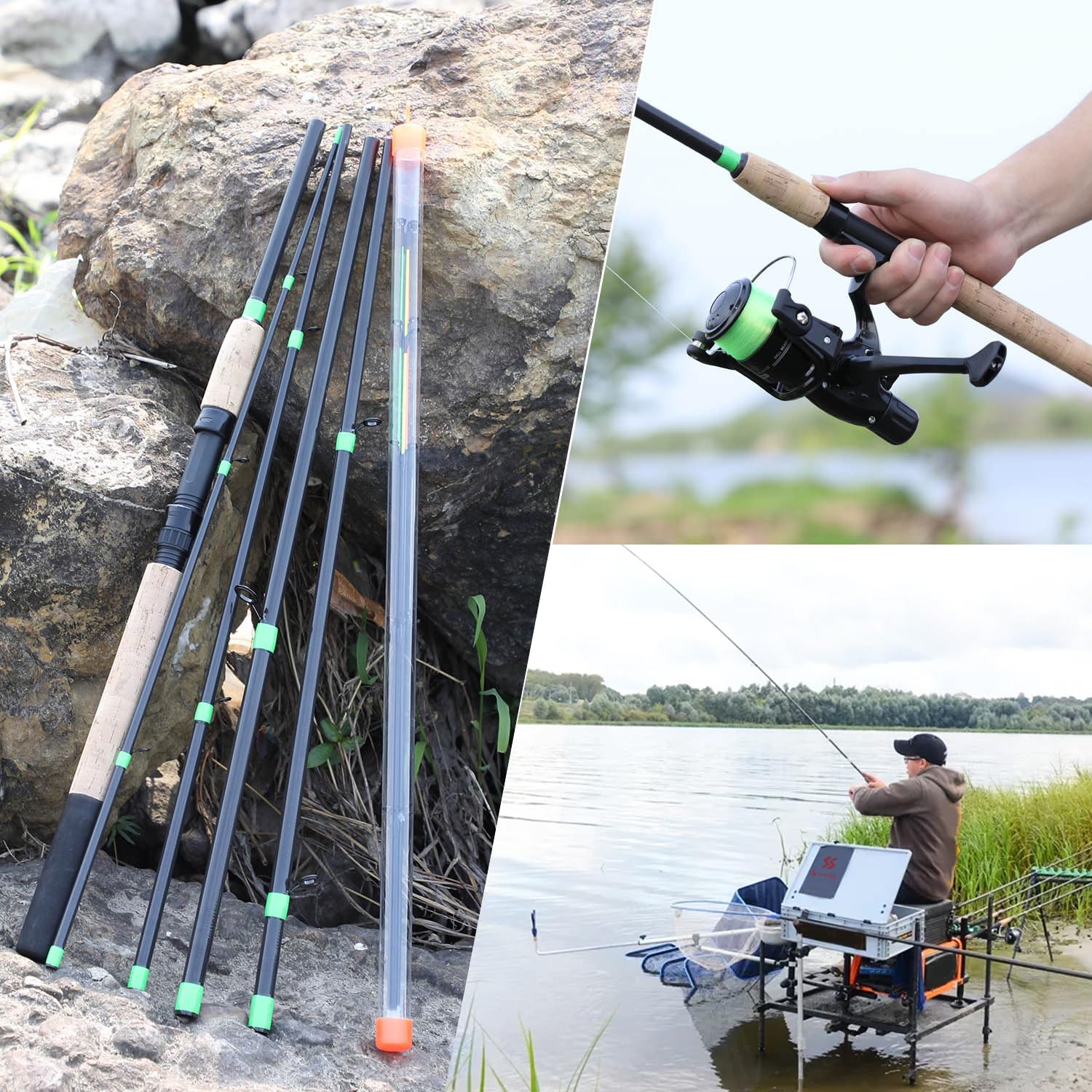 Canne à Pêche Feeder Sougayilang - 3 Embouts - Moulinet 3000 - Fibre Carbone