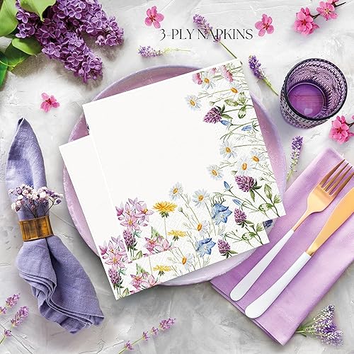 Miniatura 2 de Servilletas de papel de 20 unidades, 13 x 13 pulgadas, servilletas de papel de 3 capas impresas con flores de primavera para arte de Navidad, cena y