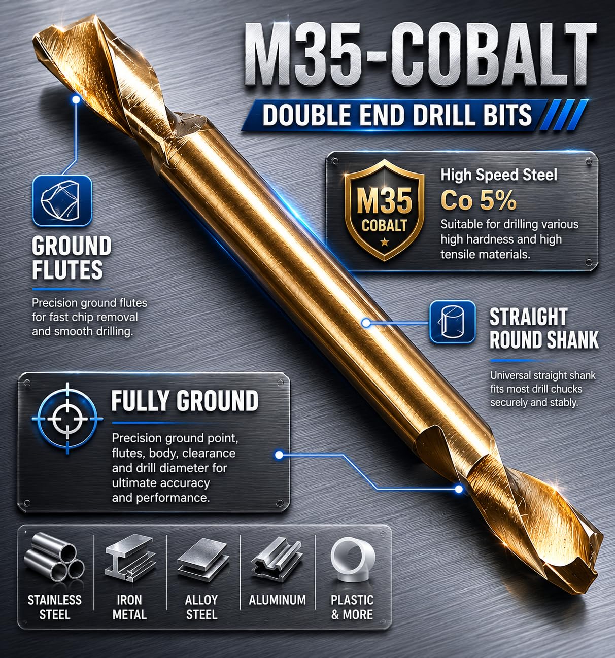 Cobalt Drill Bits - 1/8" Double End -3 Cobalt Drill Bits - 1/8" Double End -3