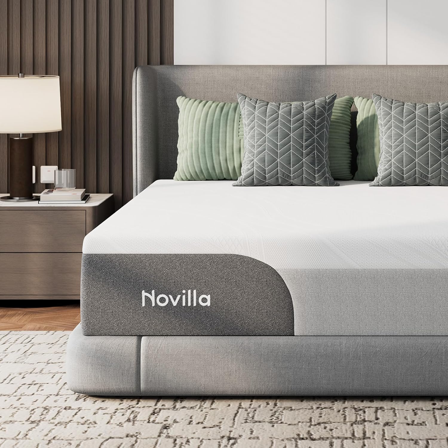 Novilla 12 Inch Twin Mattress for Kids, Gel Memory Foam Mattress Twin in a Box with Cool-Touch Nylon Cover for Cool Night Sleep, Pressure Relief & Body Support with Comfort Foam, CertiPUR-US Foam Grey Twin 12 Inch