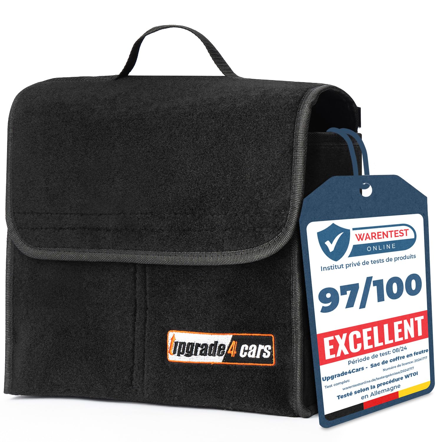 upgrade4cars Sac de Coffre Voiture en Feutre | Boite Rangement pour Outils & Entretien | Accessoire Utile Gadget