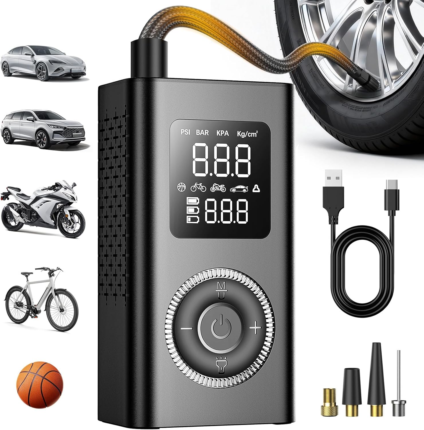 Tire Inflator Portable Air Compressor with Type-C Charging