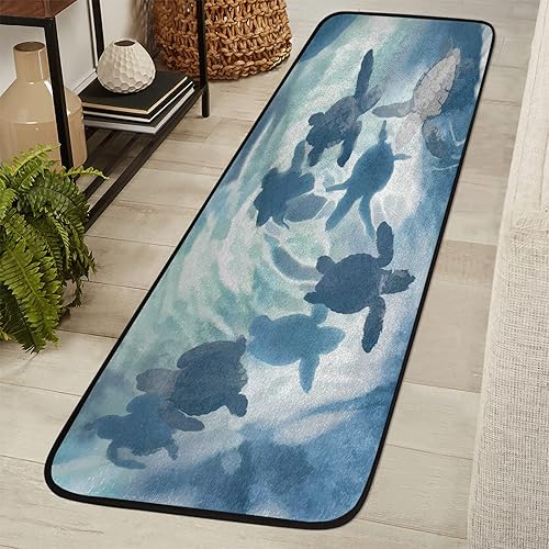 Alfombra antideslizante de tortuga marina, alfombra antideslizante para pasillo y sala de estar, cocina, lavandería, sala de estar, 2 x 6 pies
