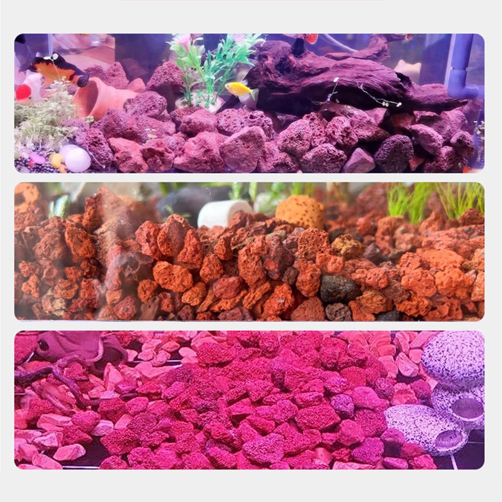 Amazon | 水族館の火山岩 - 赤い火山岩の水槽の石 | 天然火山石粒子