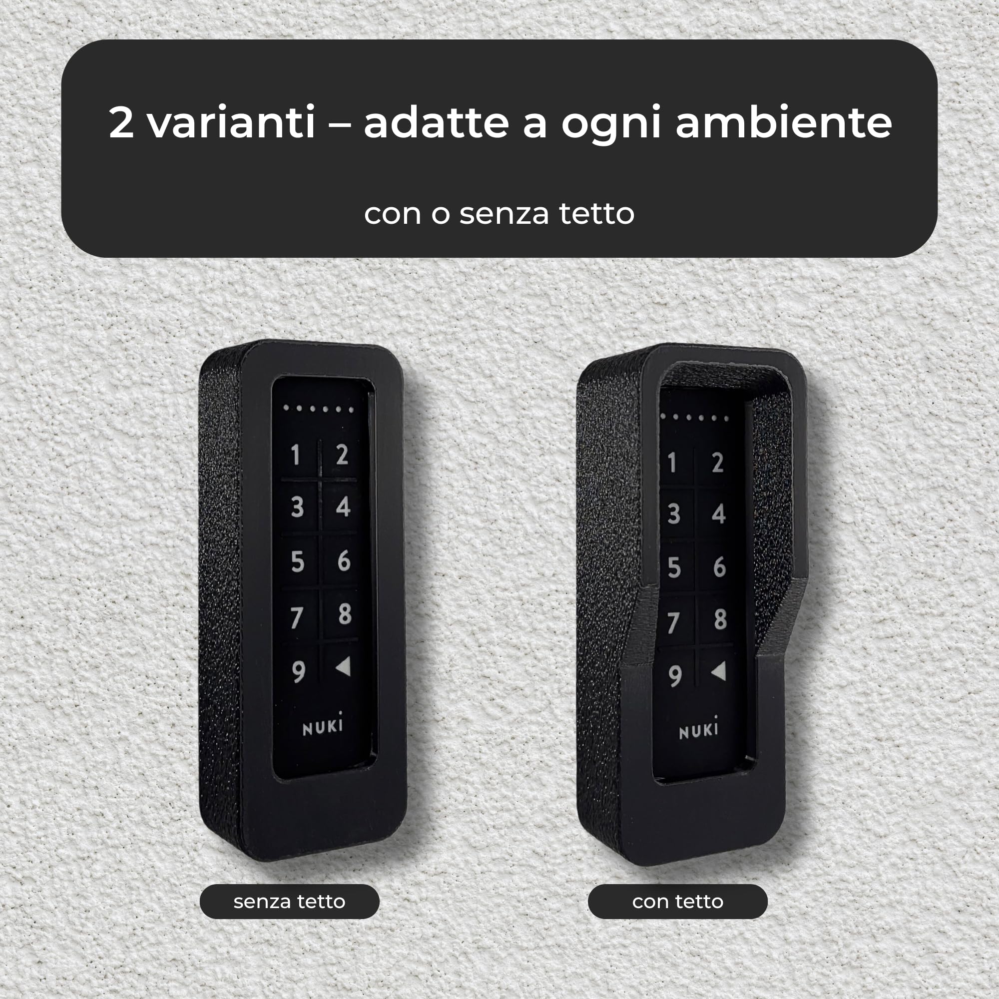 Generisch Supporto da parete compatibile con Nuki Keypad 1 – Copertura antifurto con vite di sicurezza Torx – senza tetto – Finitura simile all’intonaco – Nero