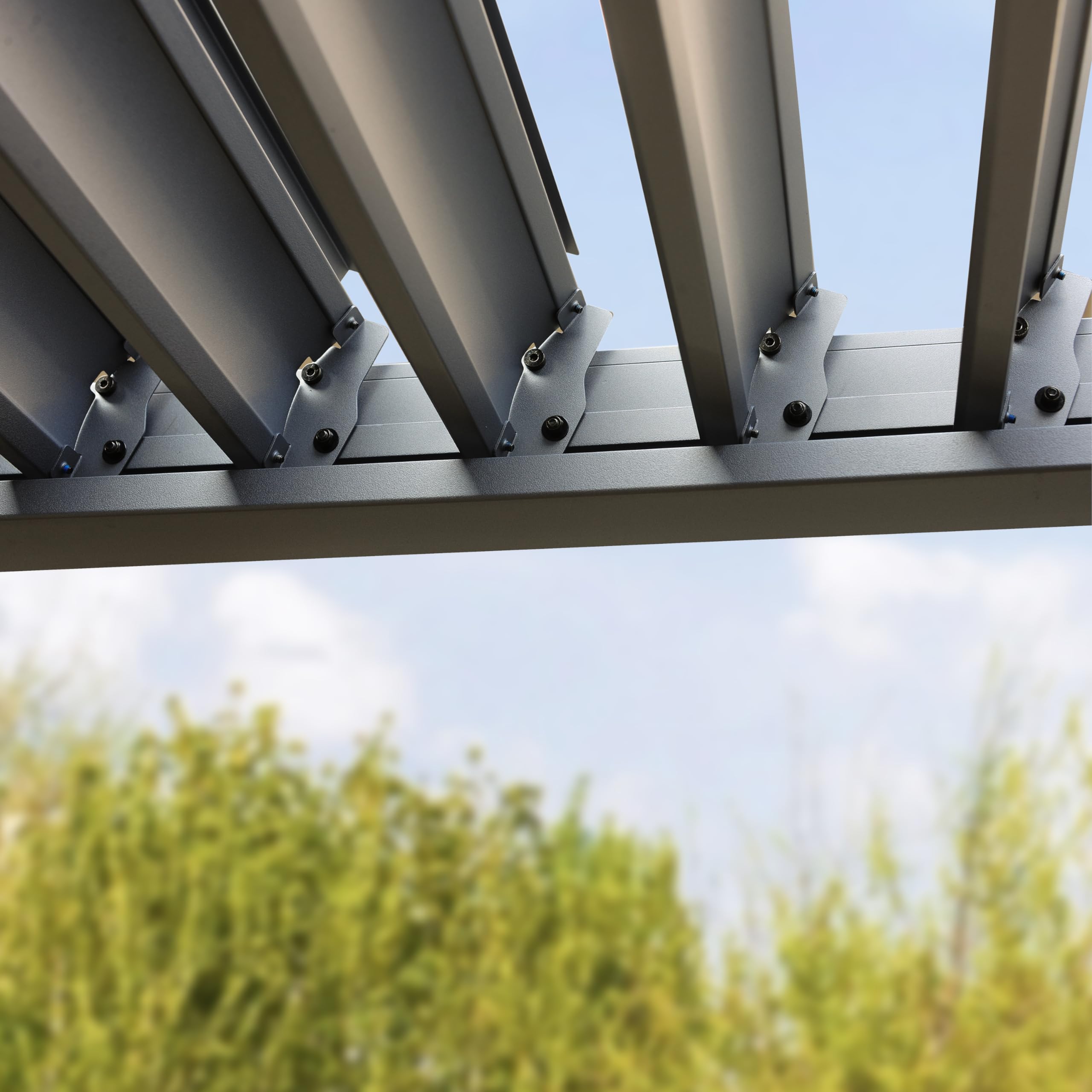 PRIMEYARD Pergola 3x6 m montanti in alluminio con tetto a doghe in acciaio gazebo da giardino grigio