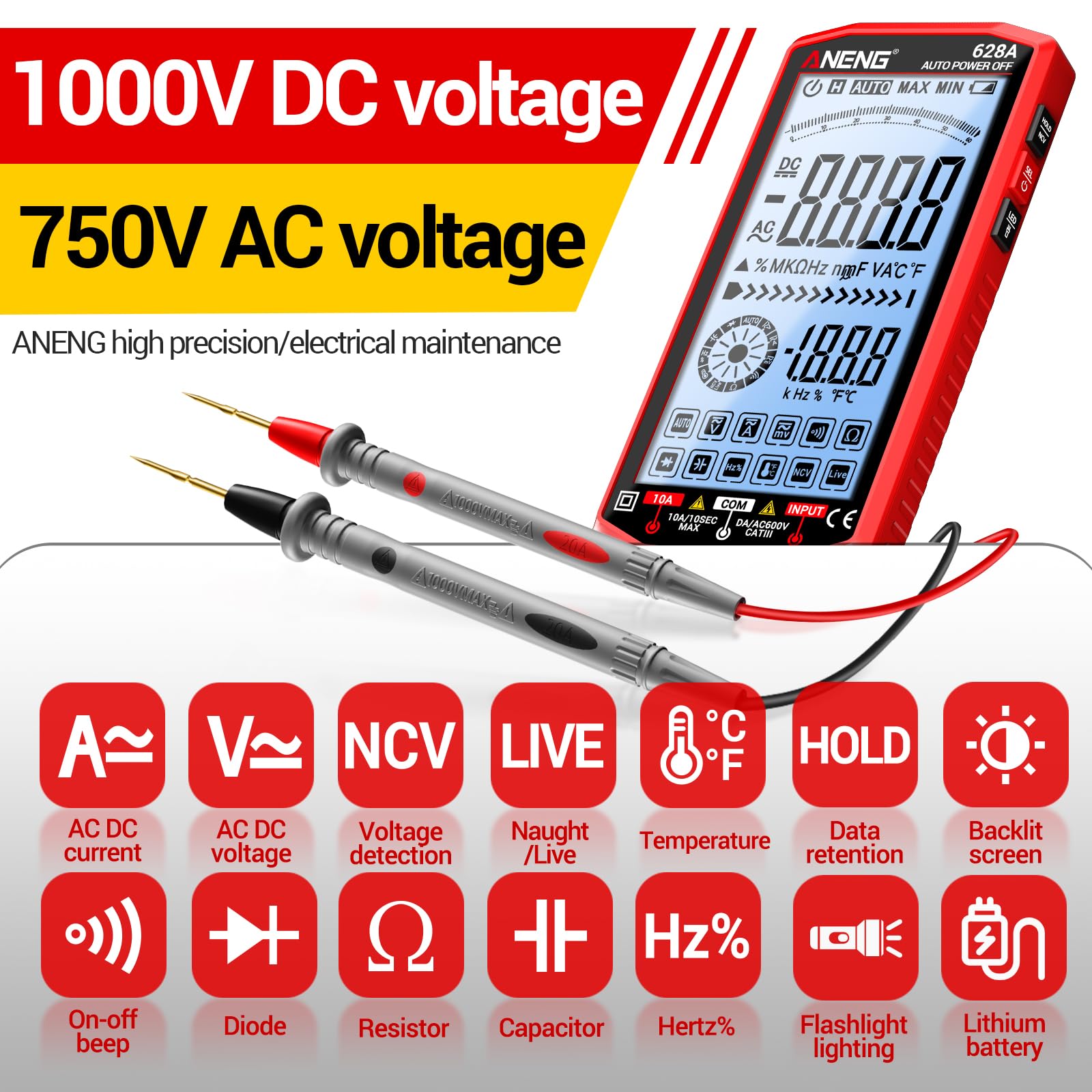 ANENG Multimeter,TRMS 6000 Count Rechargeable Digital Voltmeter Tester — Amazon image 2