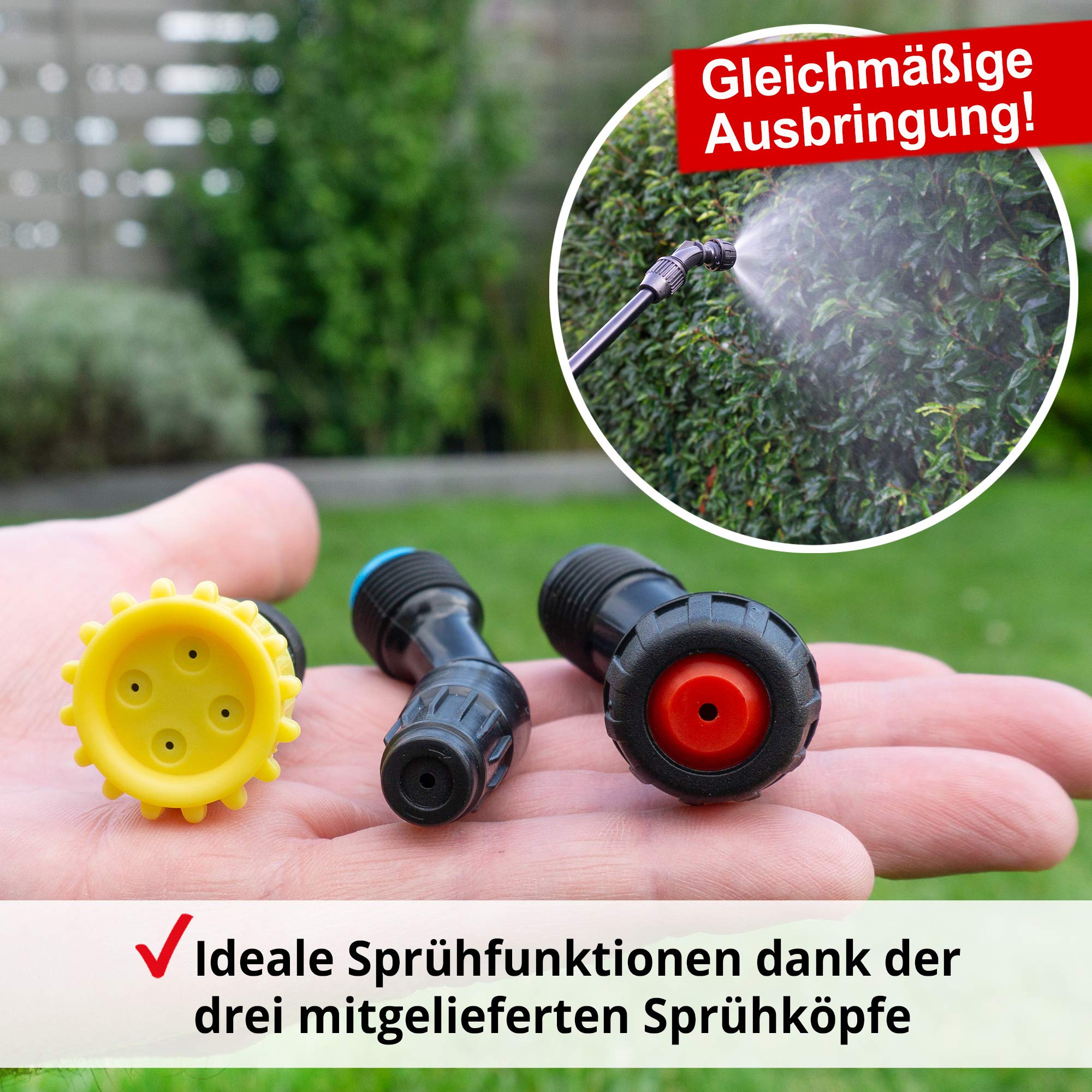 HECHT Akku Rückenspritze 16 L 2,5 Ah 2,5 bar Arbeitsdruck | Lithium-Ionen Akku, großer 16 Liter Behälter, 3 Düsen, ergonomischer Schultergurt, Drucksprüher 16 Liter