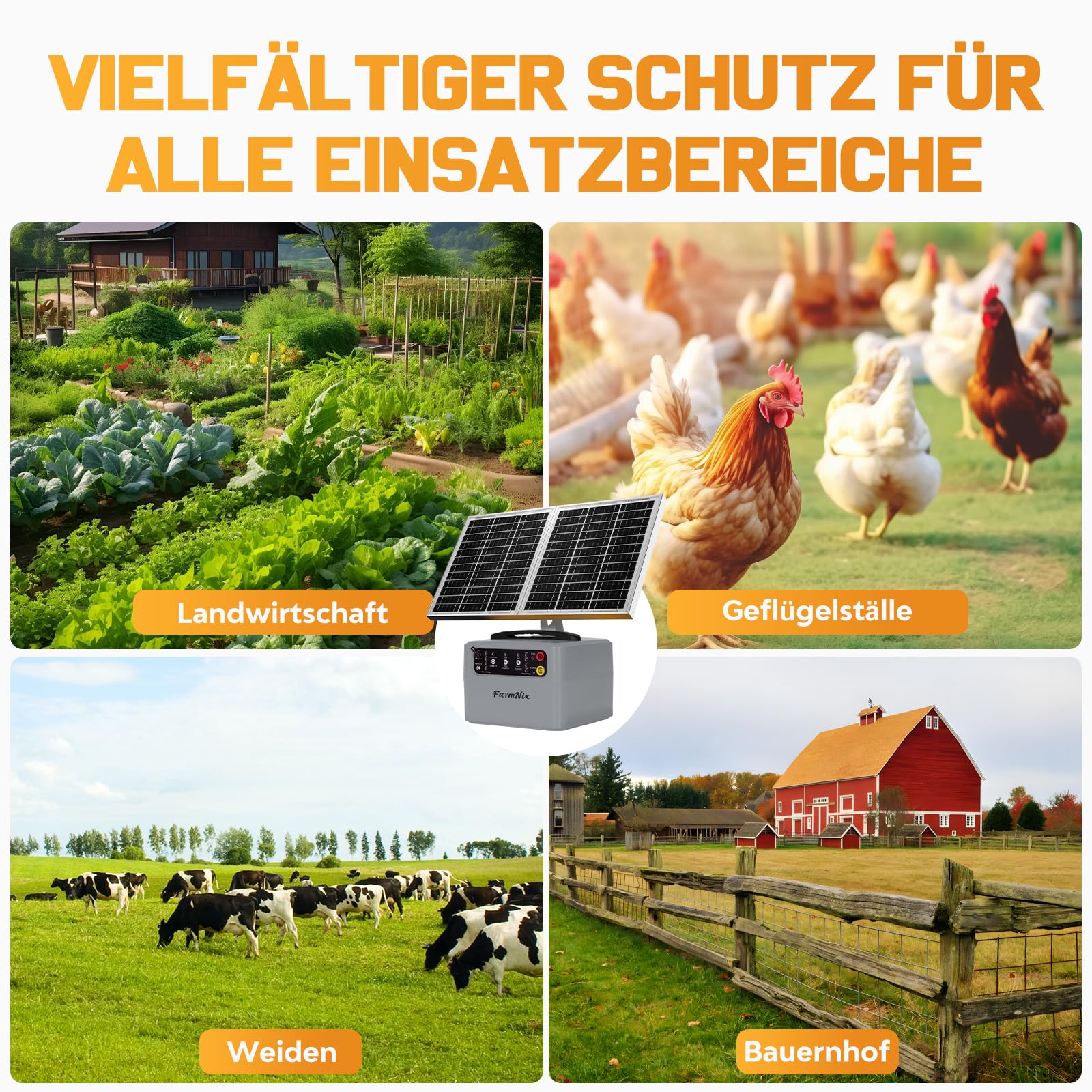 Valla eléctrica solar con batería, 48 kv-12 kv, con controlador de pastor alemán de 0,3 a 1,5 J. Valla eléctrica para ganado, granjas, pastos y jardines