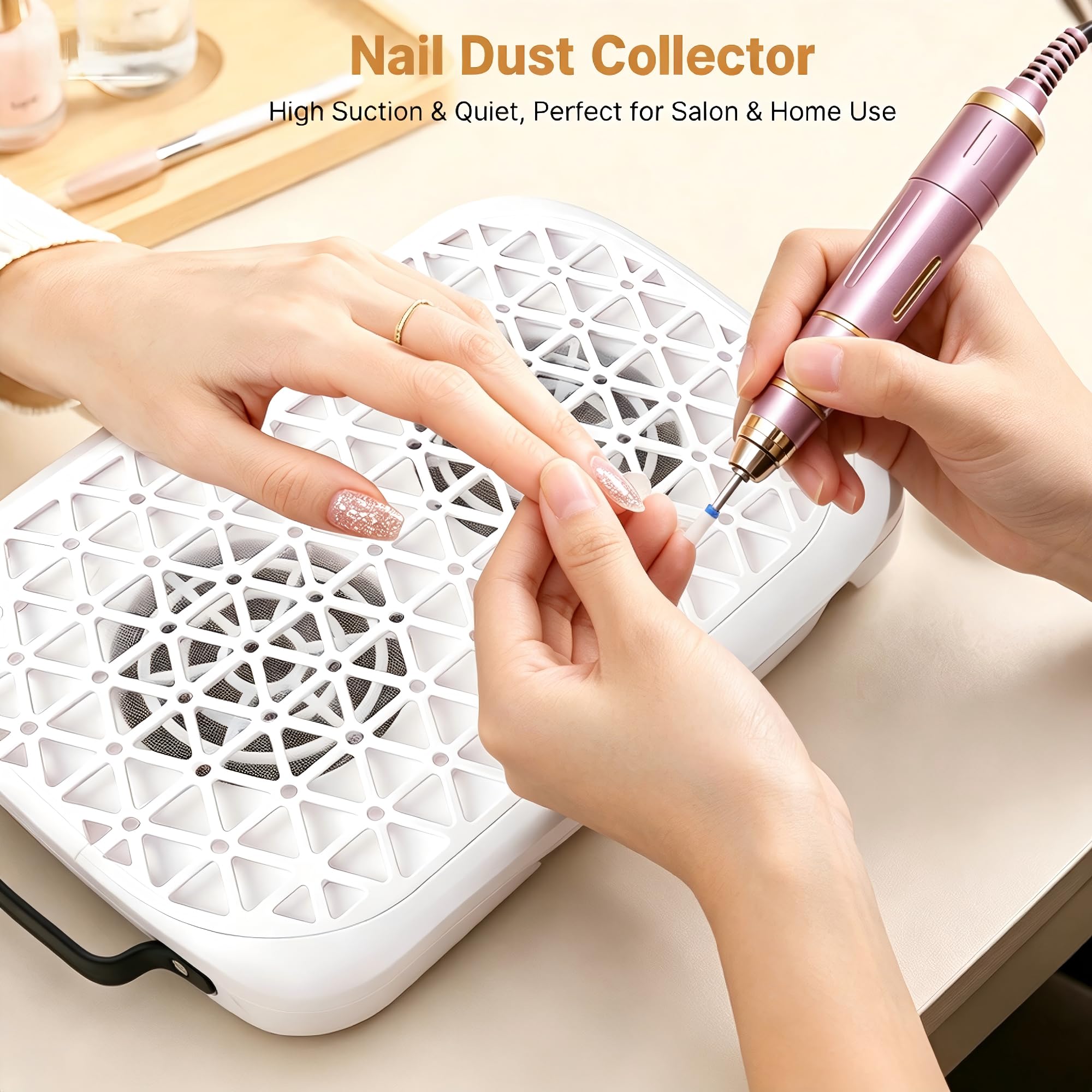Dual Turbo - Colector de polvo de uñas profesional de 6000 RPM para salón y hogar