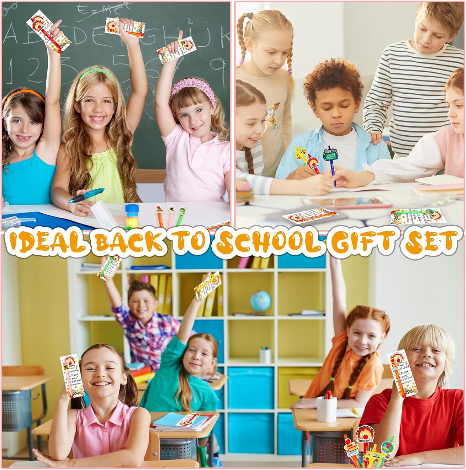 24 Set Back to School Gifts for Students Bulk Ballpoint Pens Keychains and Greeting Cards Set First Day of School Supplies Gifts for Teacher Classroom Rewards Party Favors - Image 6