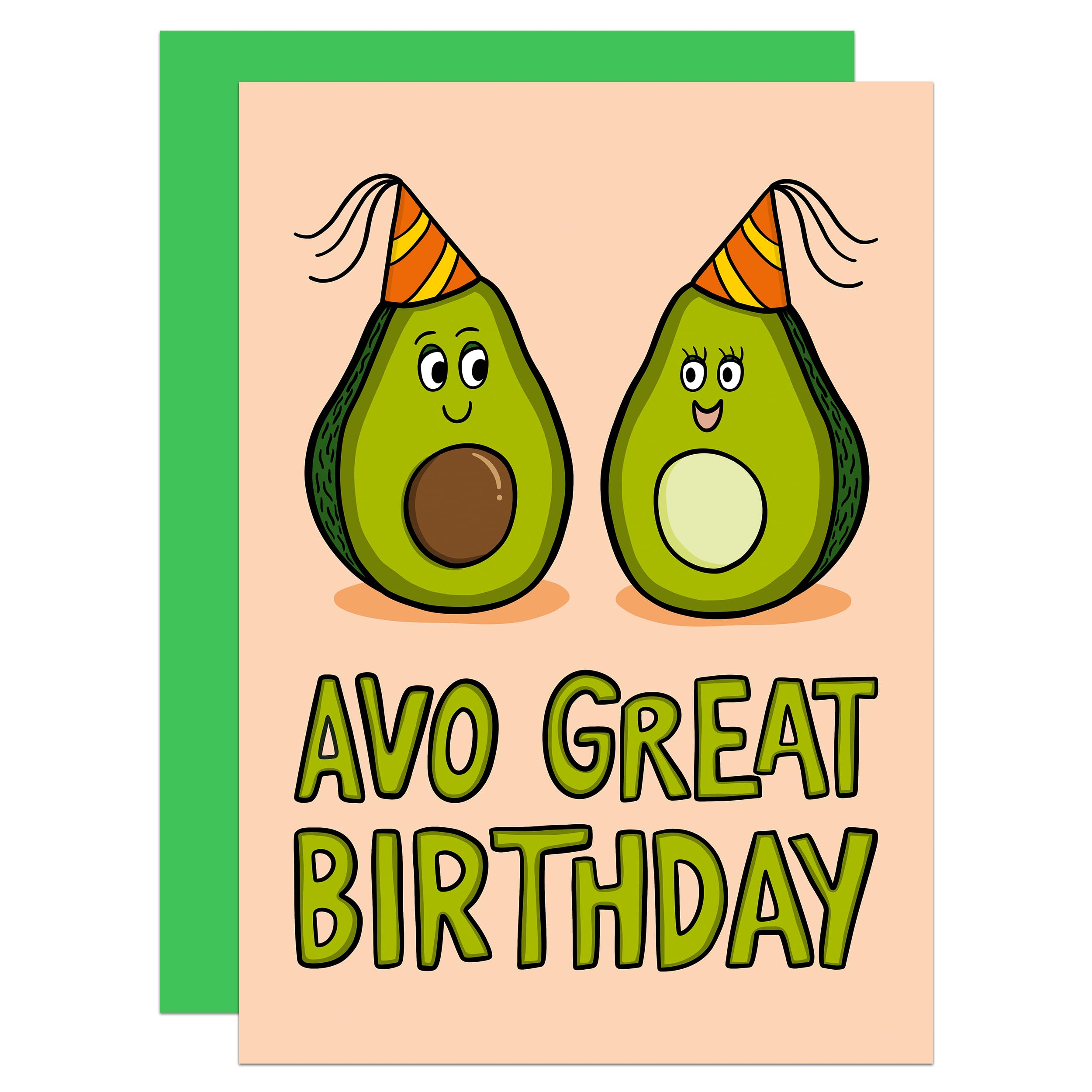 Funny Birthday Card, Avocado Pun, Vegan Birthday, Friend, Vegetarian, Foodie Gift, Millennial