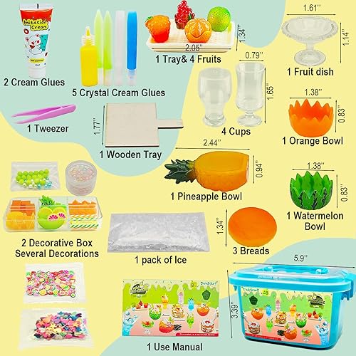 Miniatura 5 de Haz mini kit de manualidades de postre para niños, mini juguetes de comida con crema de imitación, crea y muestra creaciones de crema, actividades