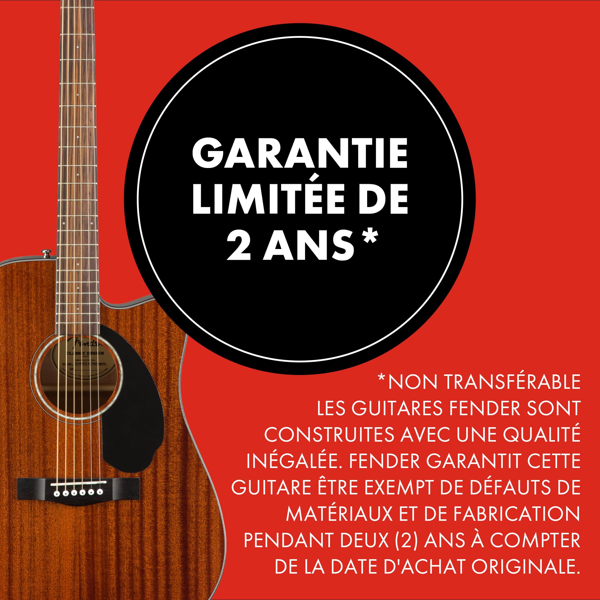 Fender CD-60SCE Dreadnought Guitare Acoustique Electro, Tout Acajou, Inclus des Cours Virtuels Gratuits sur Fender Play