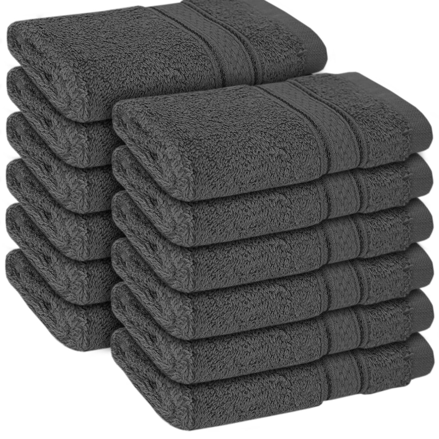 ZZZMRH Luxury face towels pack (30x30cm) 100% cotton face cloths, highly absorbent face flannel(12-pack)(Grey)