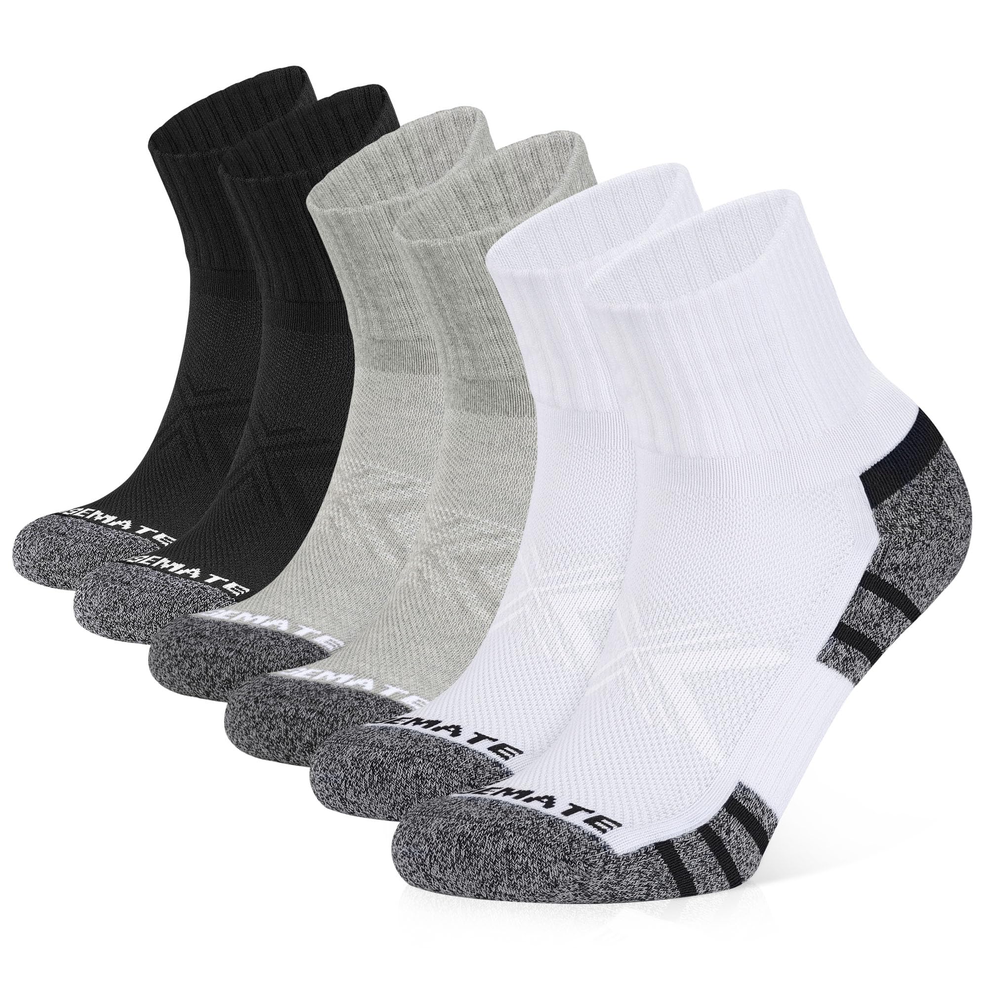 Closemate 6 Paia Calzini Corti Uomo Calze Basse Quarter da Sportive Anti-Vescica Calze Corsa da Cotone con Suola Imbottita Donna Calzini Spugna Caviglia da Ciclismo Lavoro Running Trekking