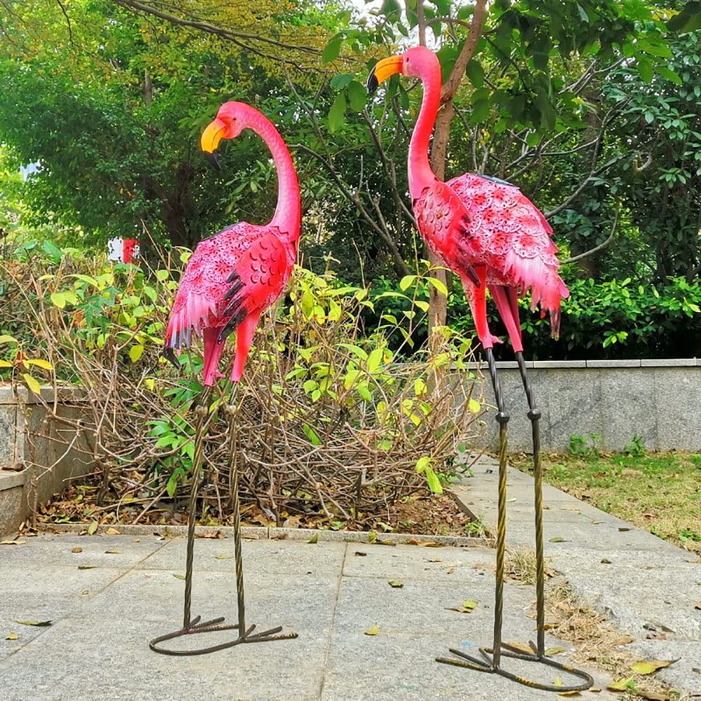 Luci solari da giardino per esterni, a energia solare, a forma di fenicottero, luci decorative in metallo, resistenti alle intemperie, ornamenti rosa con pali in metallo per giardino, patio, cortile