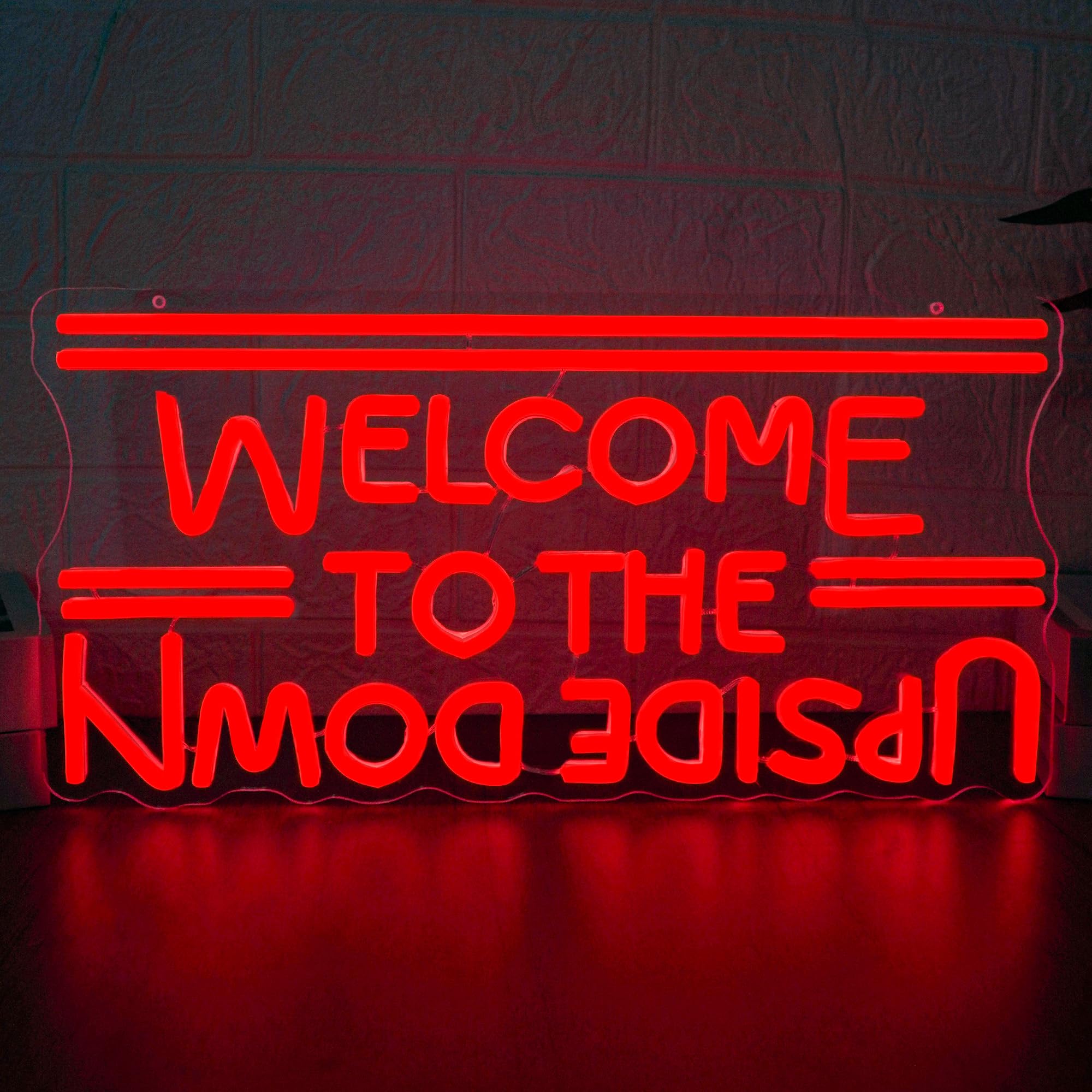 Letrero de neón regulable con texto en inglés "Welcome To The Upside Down" para decoración de pared, letrero LED alimentado por USB para dormitorio, sala de juegos, cueva de hombre, gran regalo para