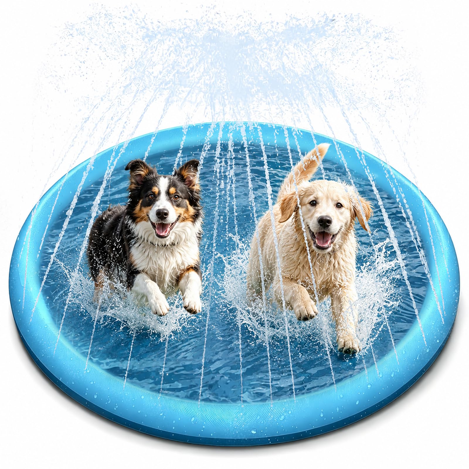 Dog Paddling Pool, Paddling Pool for Dogs & Kids, Outdoor Sprinkling Play Mat for Dog Pet, Portable Inflatable Water Toy, Ideal Summer Garden Water Play Mat