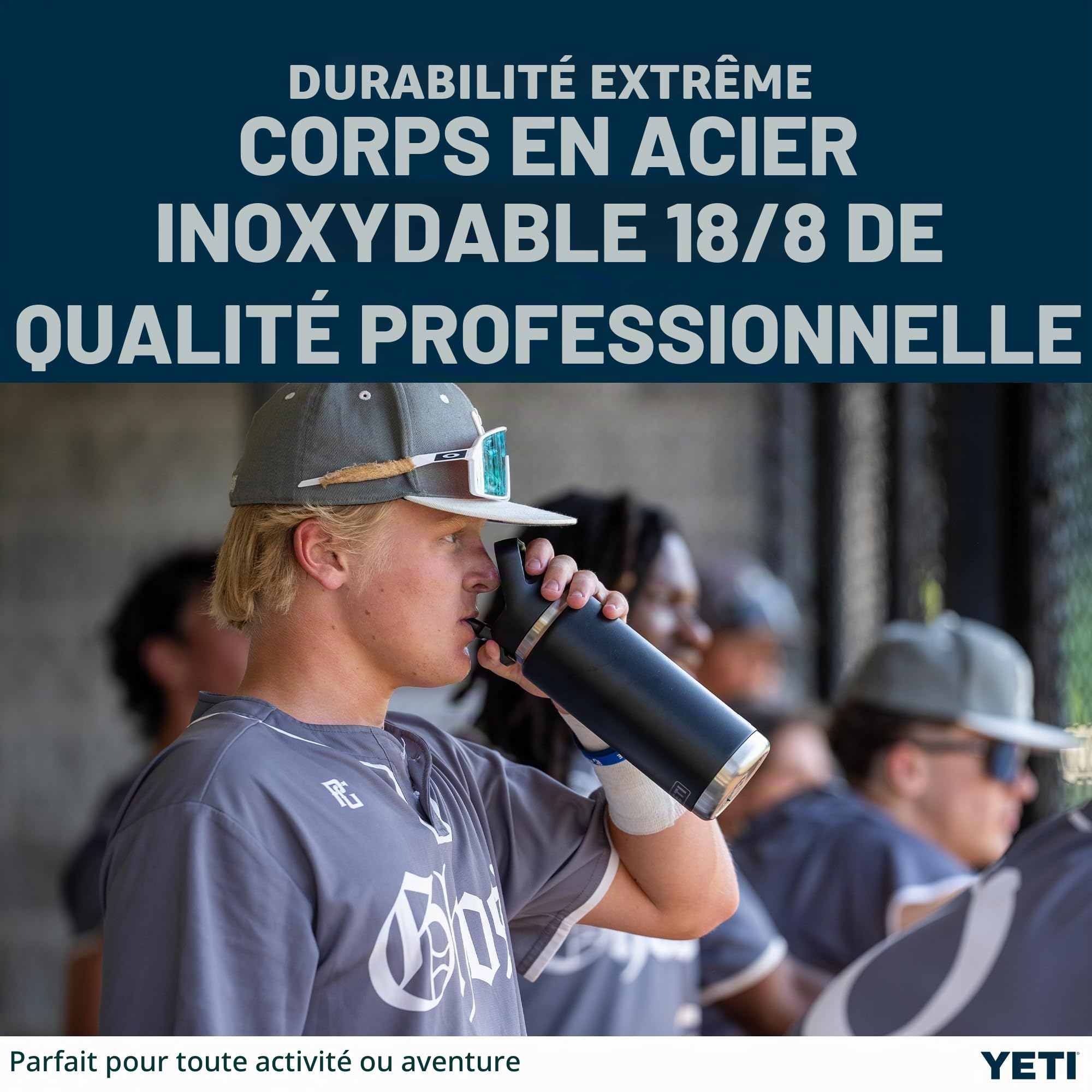 YETI Rambler Straw Bottle, Stainless Steel Vacuum Insulated Bottle with Straw Cap, Black, 26 oz (769 ml)