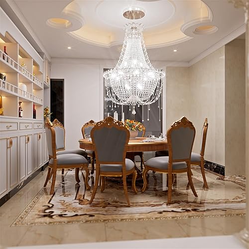 ykolupty Lámpara de araña de cristal imperio de 40 pulgadas con acabado cromado para comedor, sala de estar, vestíbulo, pasillo, dormitorio, ykolupty Lámpara de araña de cristal imperio de 40 pulgadas con acabado cromado para comedor, sala de estar, vestíbulo, pasillo, dormitorio,