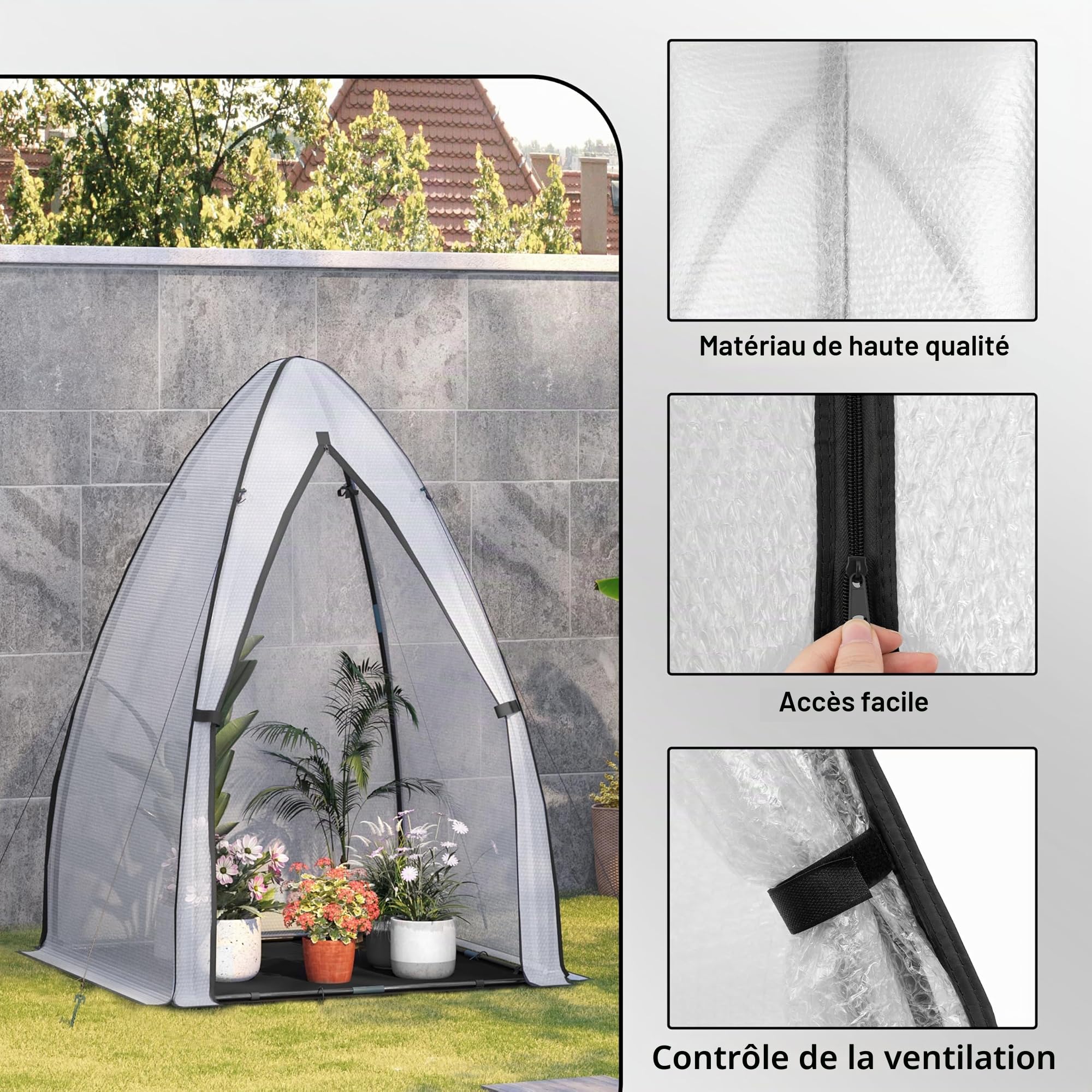WOLTU Mini Serre de Jardin, Anti-Froid, Blanc, pour Tomates, 120x180cm