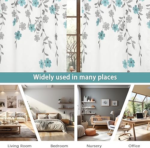 Miniatura 4 de DriftAway Drift Away Isabella Cortina bordada para oscurecer la habitación. Bordada a mano con diseño floral. Panel individual de 50 x 84 pulgadas.