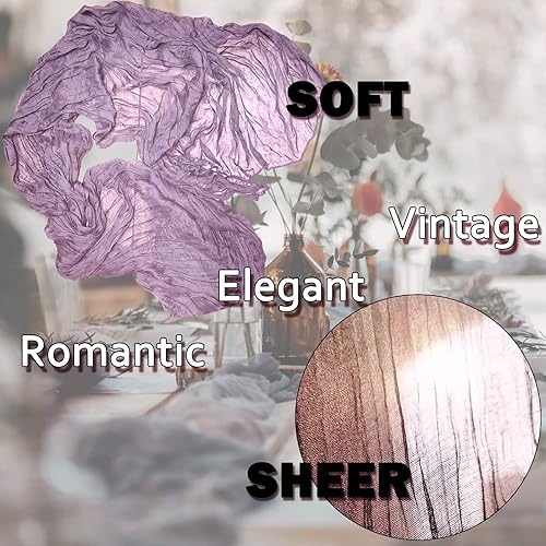 Miniatura 3 de MorroMorn Paquete de 2 manteles de gasa de 13 pies de largo, 35 x 160 pulgadas, mantel de gasa lila, tela de queso transparente, decoración bohemia