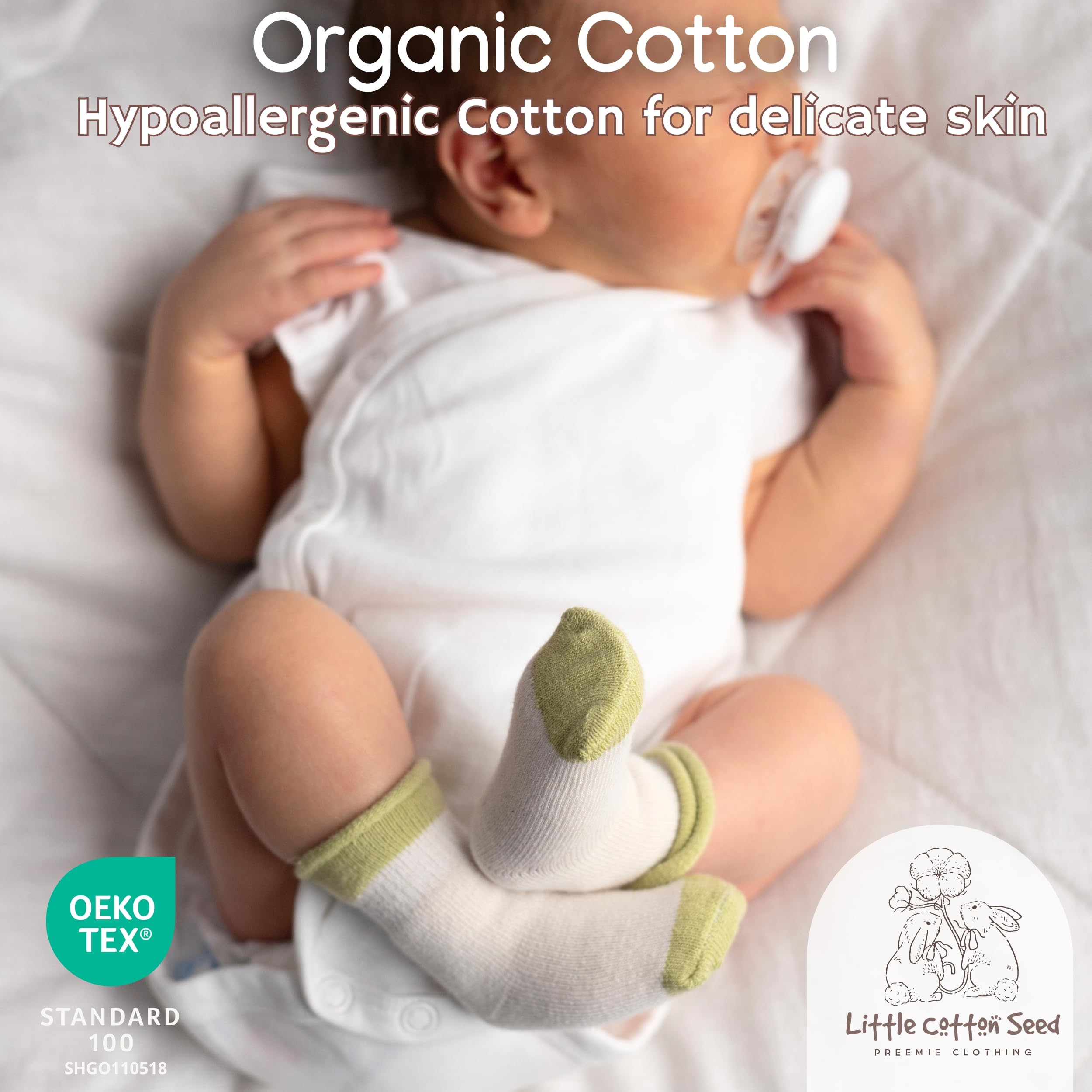 Calcetines básicos para bebés y niños recién nacidos (6 paquetes) – Calcetines prematuros de algodón orgánico – imprescindibles para pies pequeños
