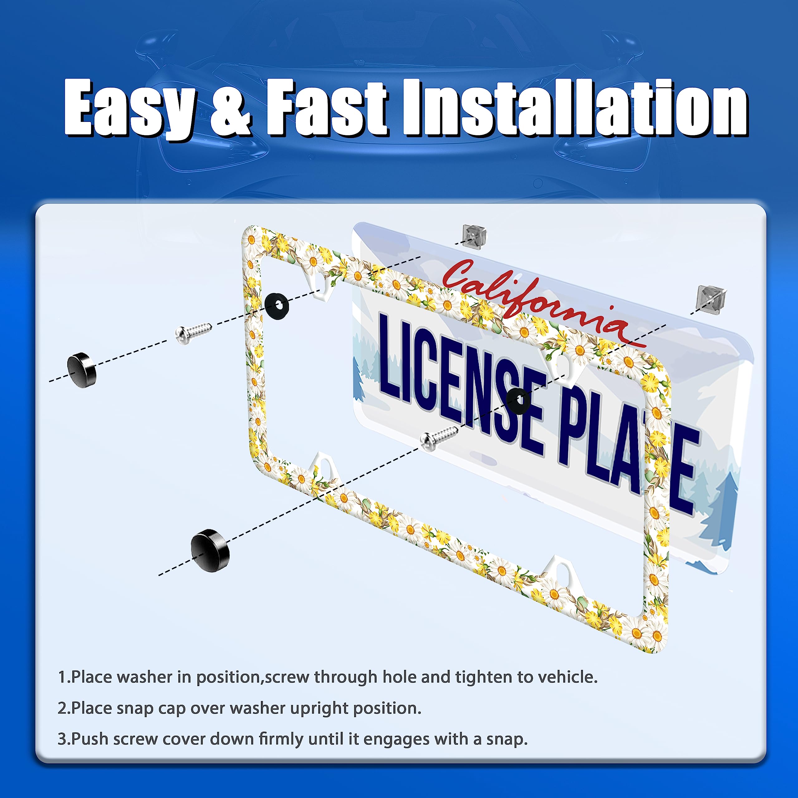 観賞用プレート　ナンバープレート Amazon.co.jp: デイジーフラワー ナンバープレートフレーム 美しい花柄