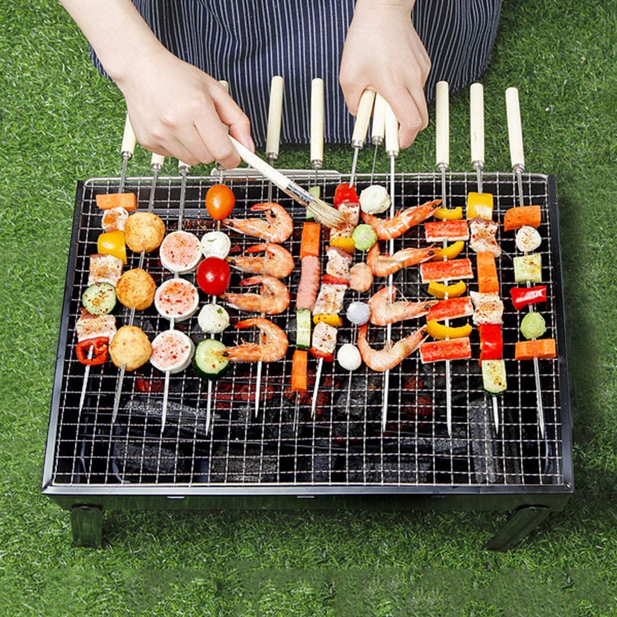 ele ELEOPTION BBQ Grill Tragbarer Gefalteter Holzkohlegrill für 2-4 Personen, 13,8 '' x 10,6 '' x 7,9 '', Campinggrill Kohlegrill für Picknick Garten Terrasse Reise Beach Barbecue