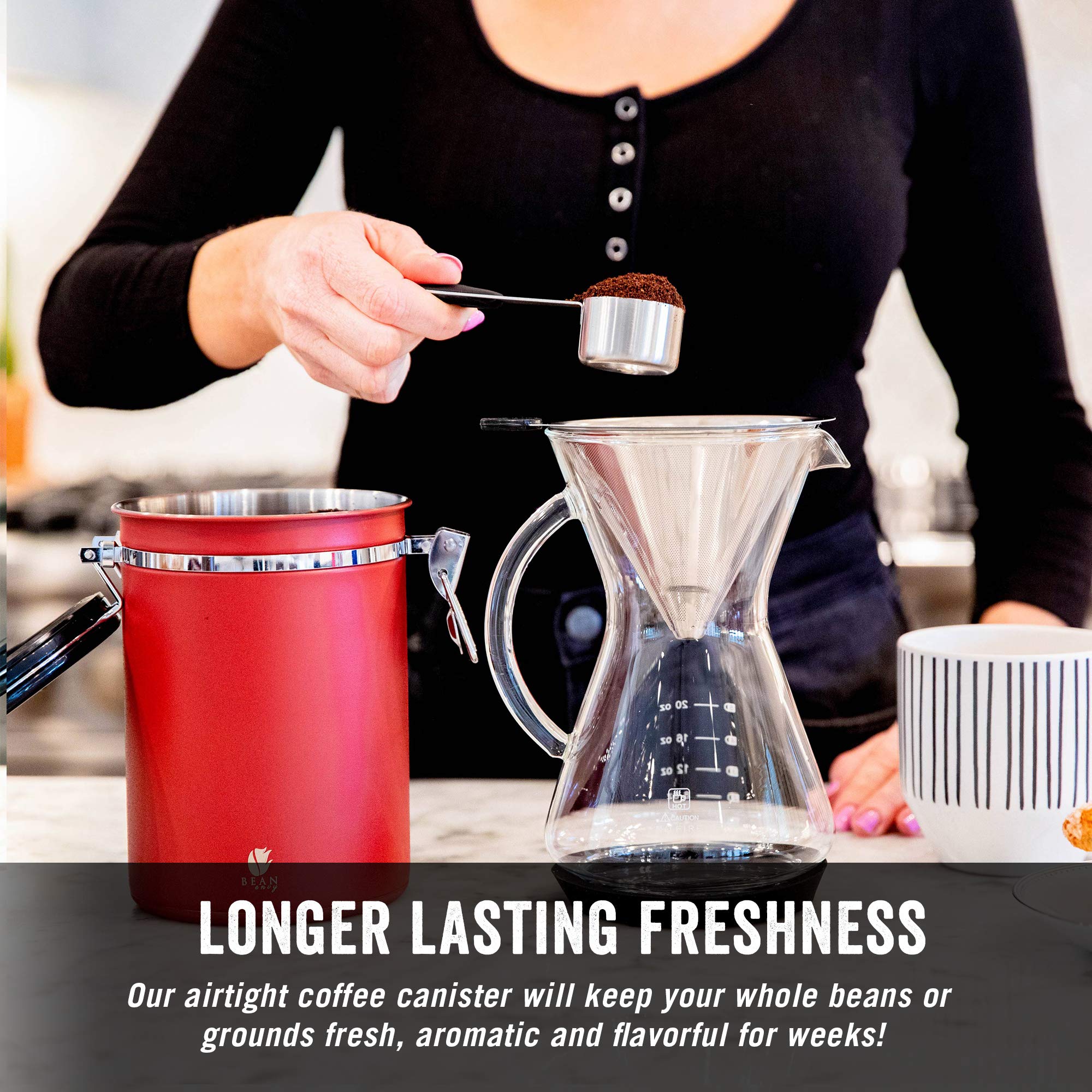 Bean Envy Coffee Canister 22.5 oz Coffee Storage Container and