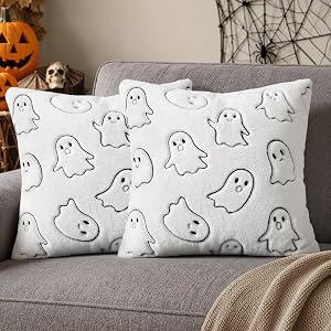 MIULEE Faux Rabbit Fur Halloween Ghost Pillow Covers White 16x16