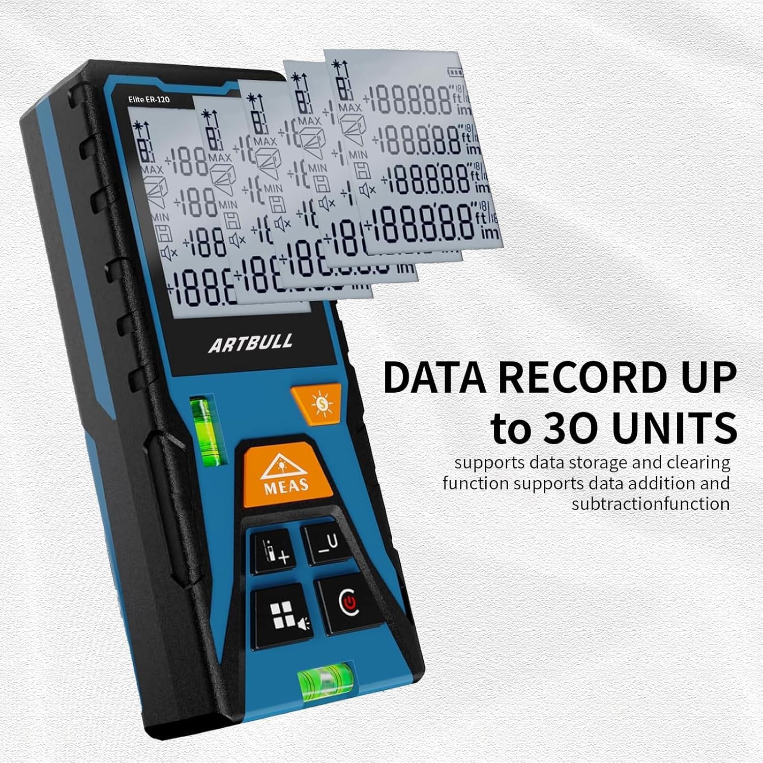 Laser Distance Meter Digital Laser Measuring Tool with LCD Backlit Display, Area Volume Pythagorean, ±2mm Accuracy, Class II, Electronic Tape Measure for DIY Construction – AAA Battery Powered