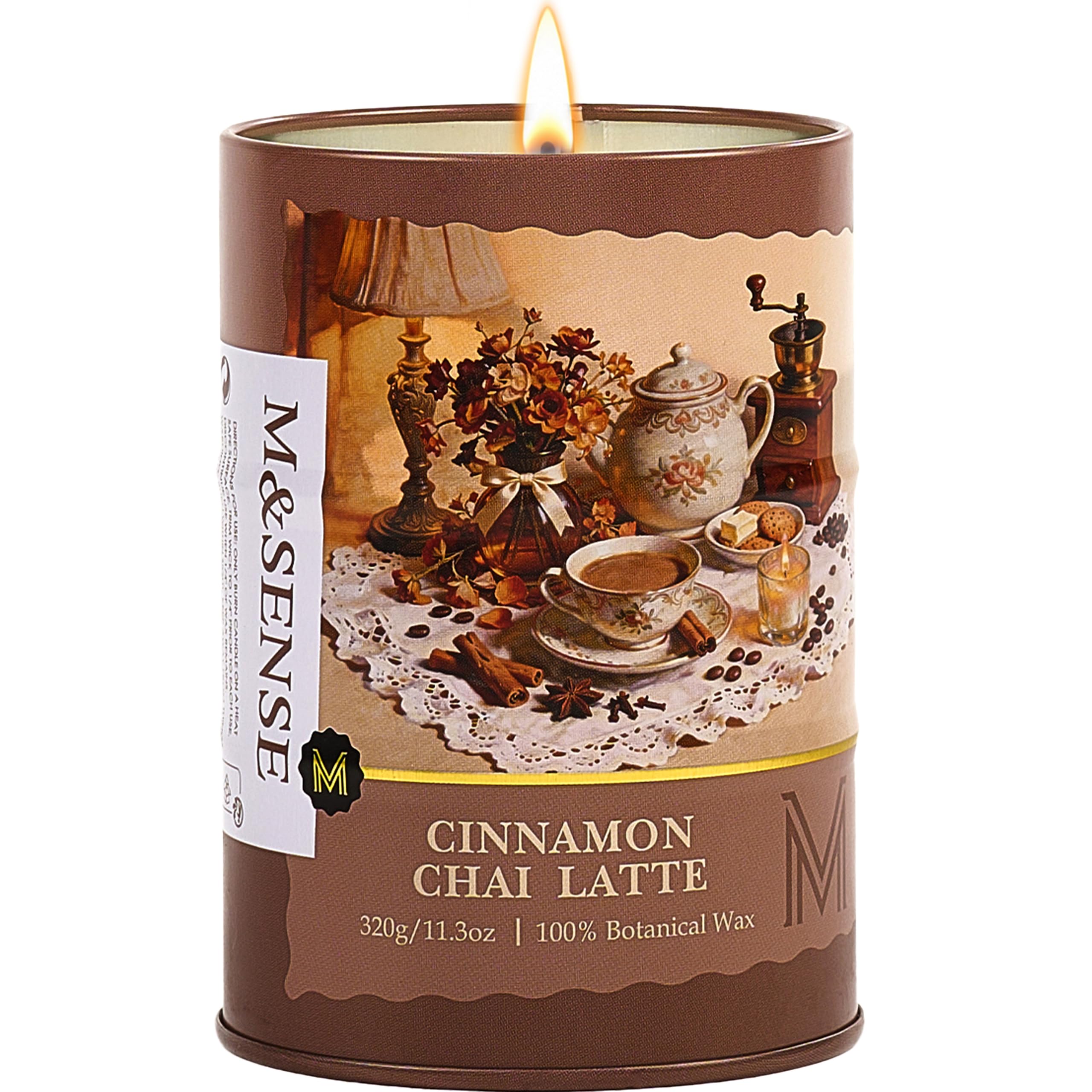 M&amp;SENSE Cinnamon Chai Latte Scented Soy Fall Candles, 11.3 oz