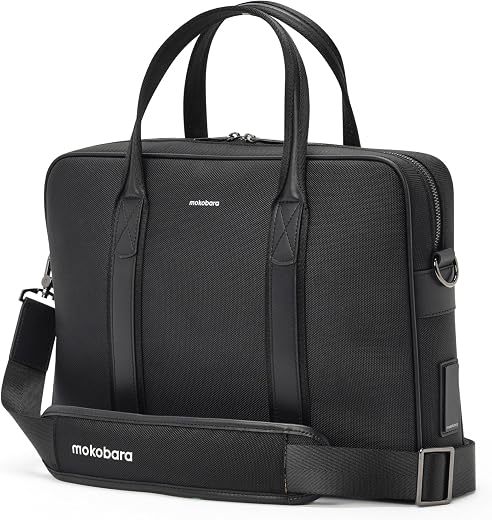 MOKOBARA Decaf Briefcase | Fits 15 Inch Laptop, 8.5L Capacity | Water-Resistant Nylon &amp; Vegan Leather | Ideal for Work &amp; B...