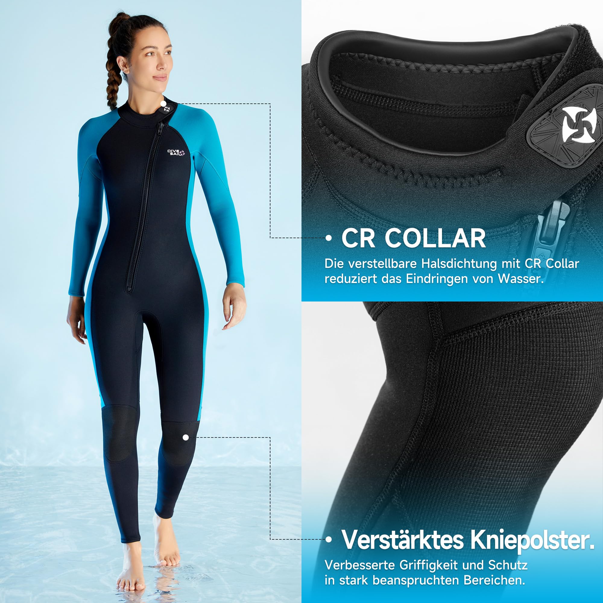 Neoprenanzug 3mm Vollständiger Neoprenanzug Herren Damen Nassanzüge Ganzkörper Neopren Tauchanzüge Sretch Langarm warm halten Vorderer Reißverschluss Erwachsene für Tauchen Schnorcheln Surfen