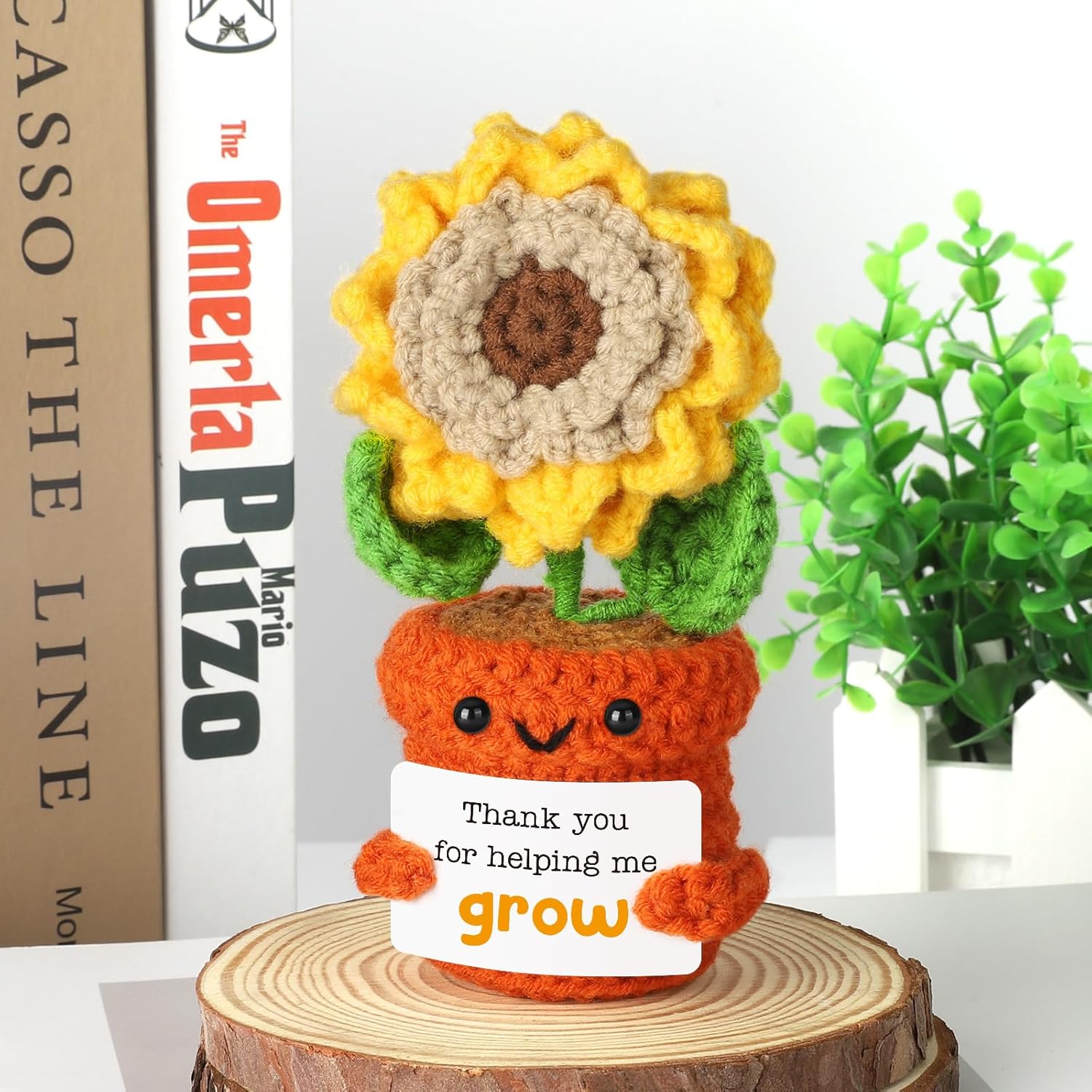 Appreciation Sunflower Crochet Doll, Thank You Gift for Teacher Mentor Boss Coworker, Handmade Positive Desk Decor for Gratitude and Encouragement - Image 8
