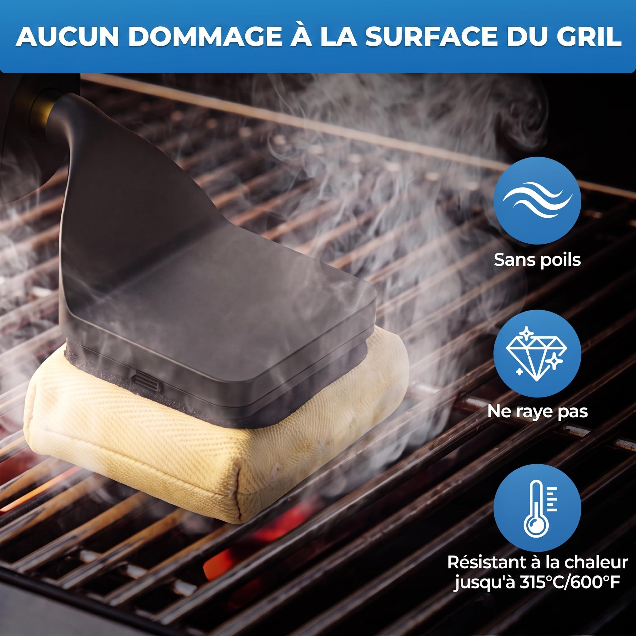 Spazzola Elettrica per Barbecue, Autonomia di 180 Minuti, 4 Testine di Ricambio,Impermeabile IPX7, Ricarica USB, Spazzola in Acciaio Inossidabile per la Pulizia Griglia Barbecue, Campeggio