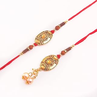 Rakhi for Brother and Bhabhi, Lumba Bhai Bhabhi Rakhi Set, Rakhi Set for Brother Sister Raksha Bandhan Rakhi Gift Set for Bhaiya Bhabhi, Traditional Indian Rakshabandhan Gifts for Brother Sister