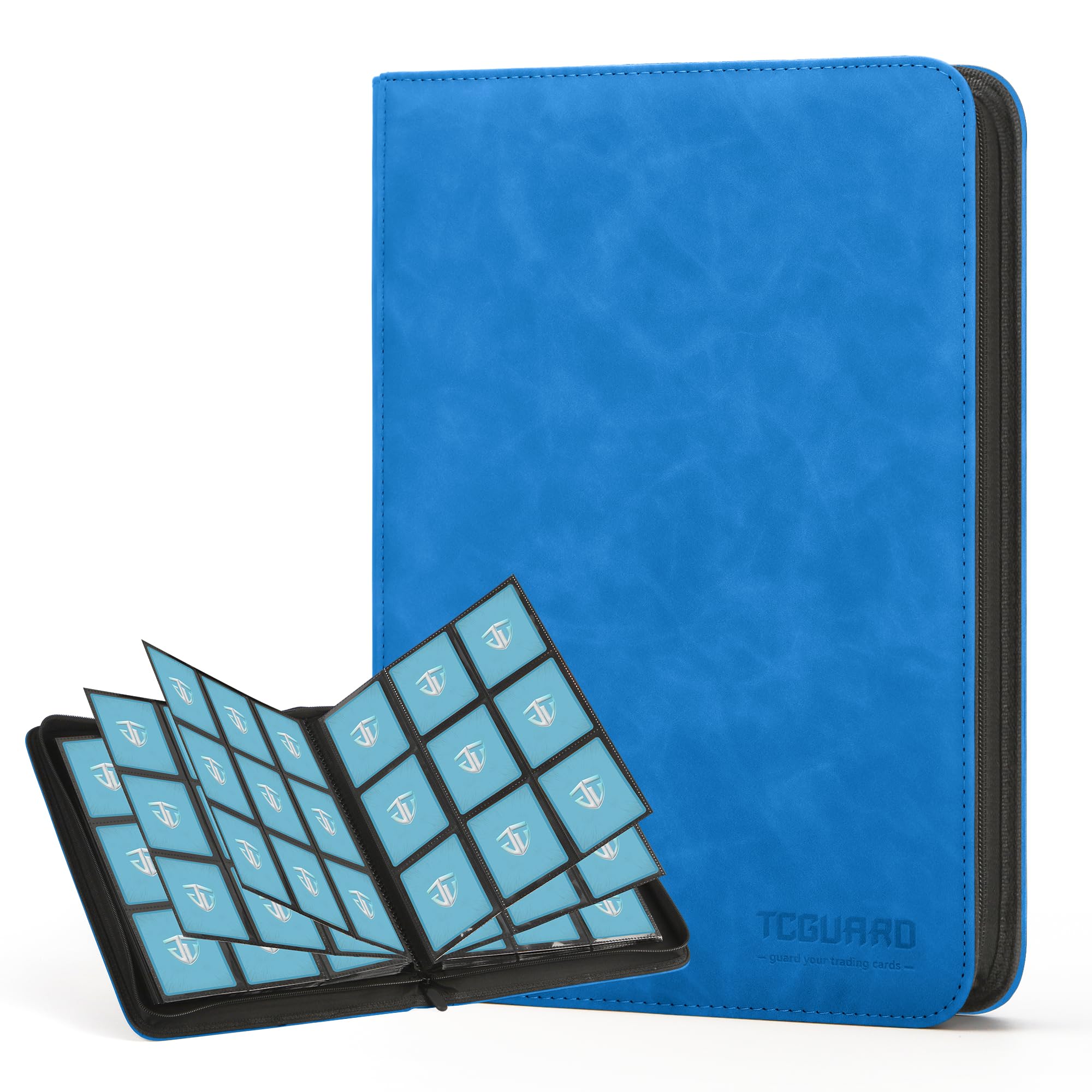 Trading Card Binder, 9 Side Loading Pocket Card Album Hold Up to 540 Cards, Zipper Binder for Cards Collection, TCG Card Holder for Game Card, Sports Card, Yugioh, MTG etc. (Light Blue)