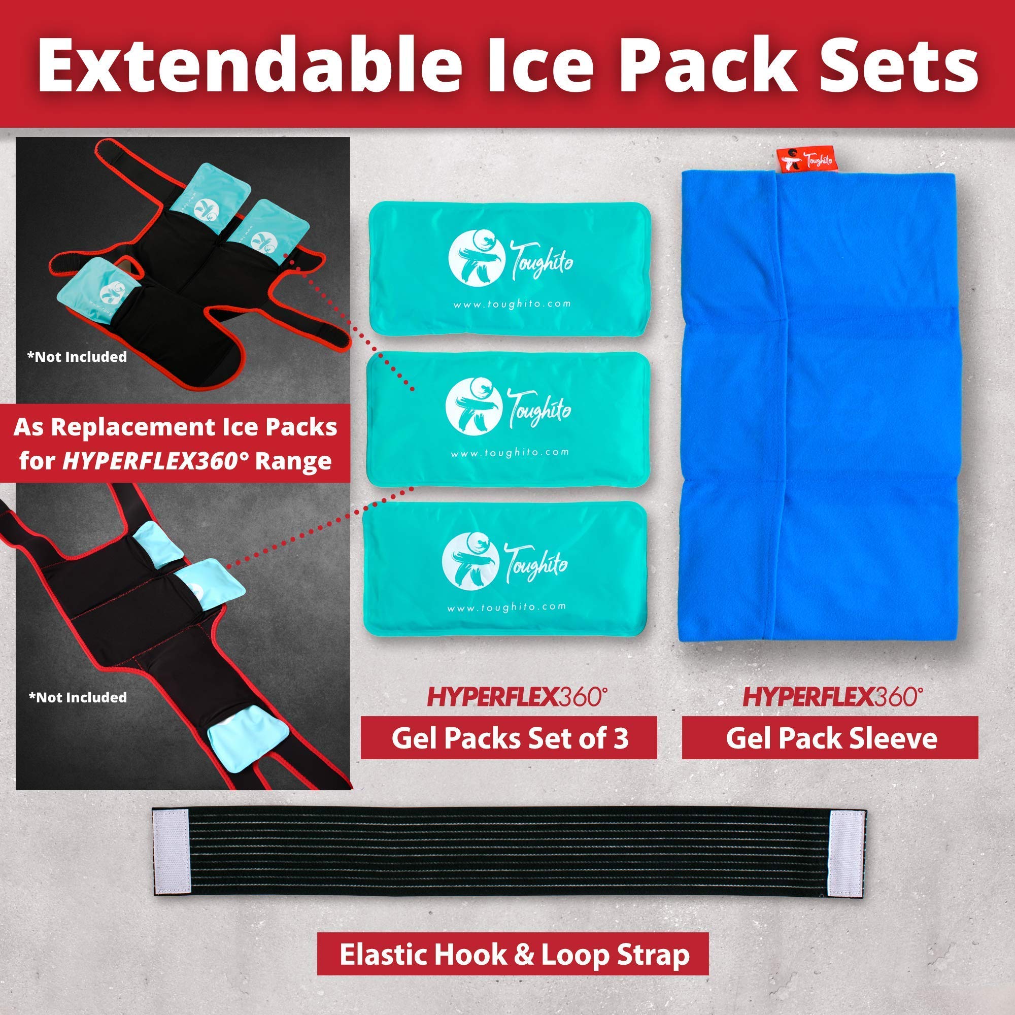 Ice Packs for Injuries Reusable Gel Ice Pack 3 in 1 Set Back