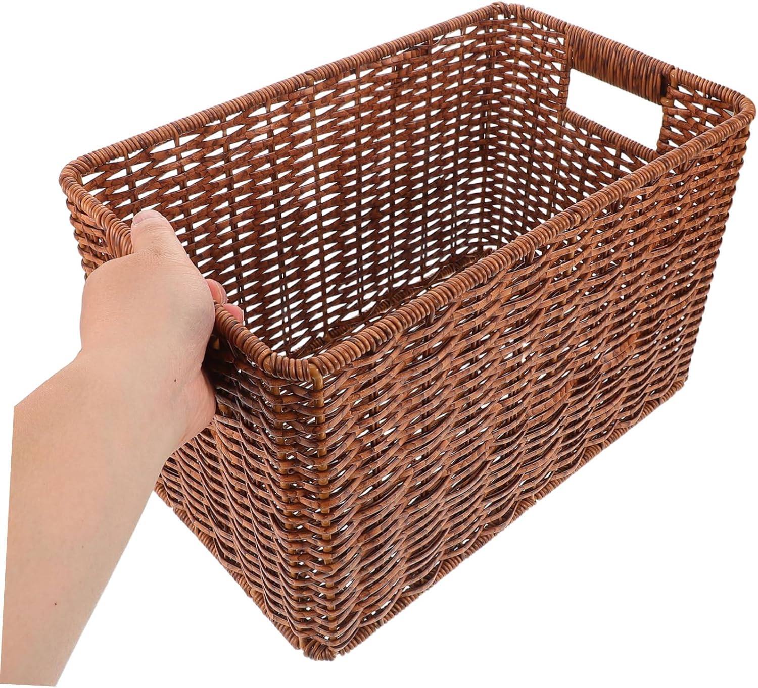 Zerodeko Handwoven Organizer Bin for Books Magazines Miscellaneous Items Design for Home Cabinet Shelf Storage