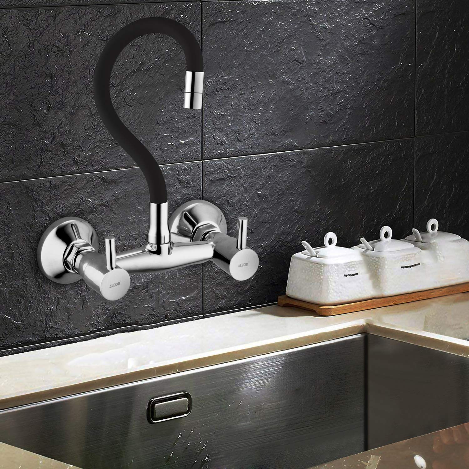 ALTON GRC3840, Brass, Sink Mixer with Flexible Swivel Spout, Chrome Finish 4