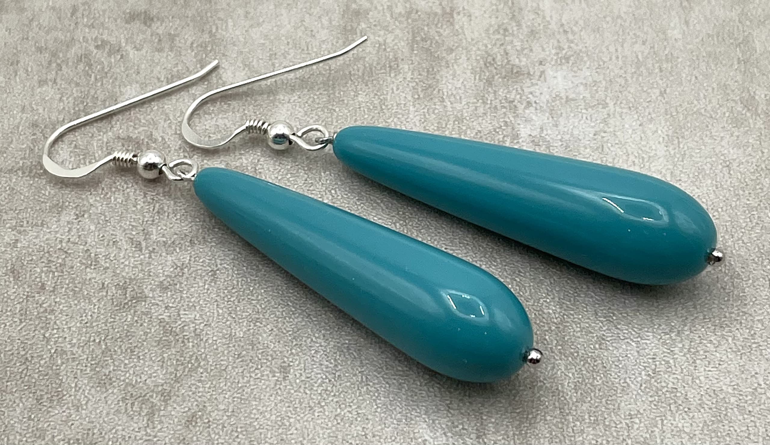 Pendientes Colgantes de Plata 925 y Lagrimas Turquesas, Joyas Artesanales, Regalo para Mujeres