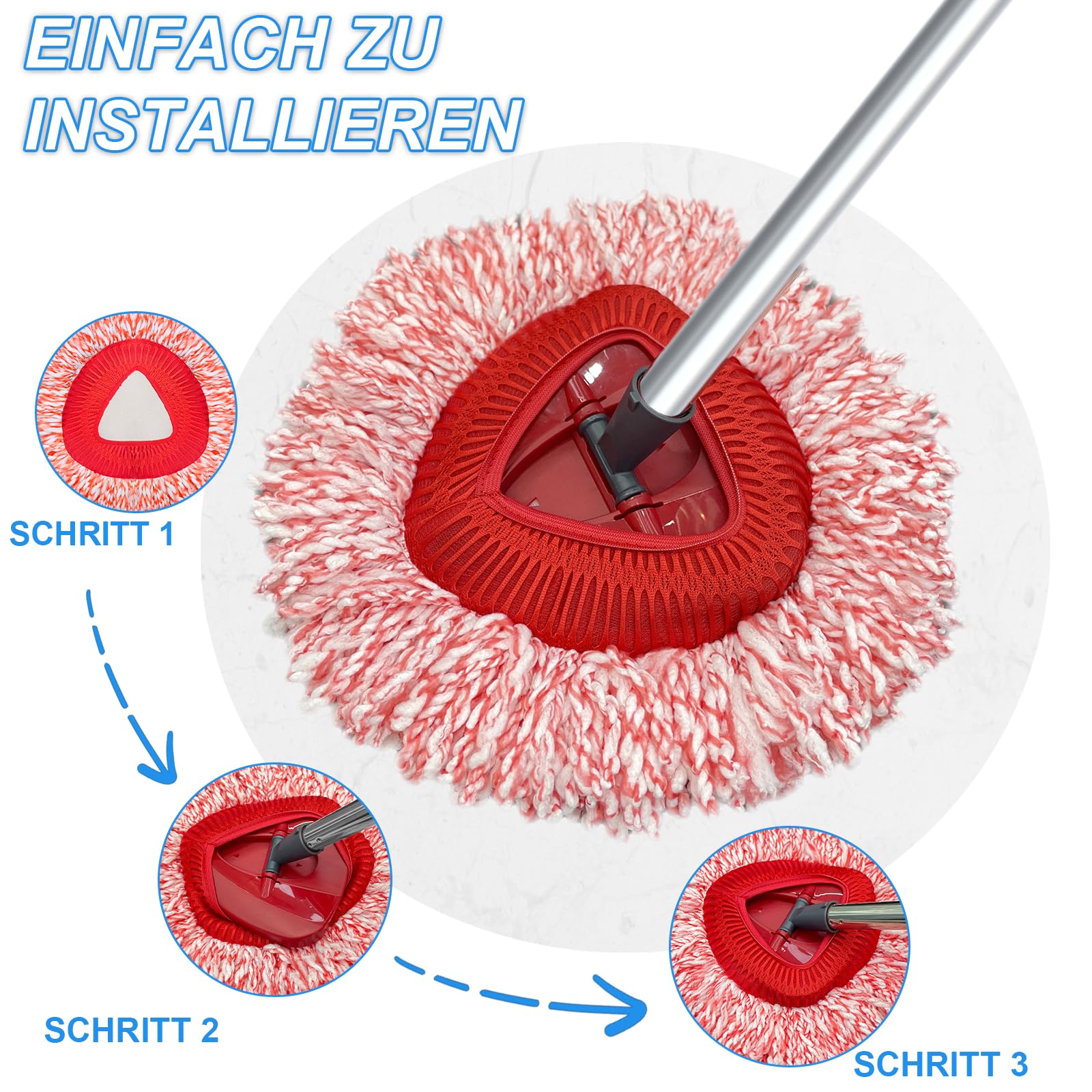 Set van 4 vervangende dweilkoppads voor Vileda Spin en Clean Mop navulling, wasbare en herbruikbare microvezel dweilkop navulling compatibel met Vileda Spin Mop Head voor het reinigen van vloeren (4