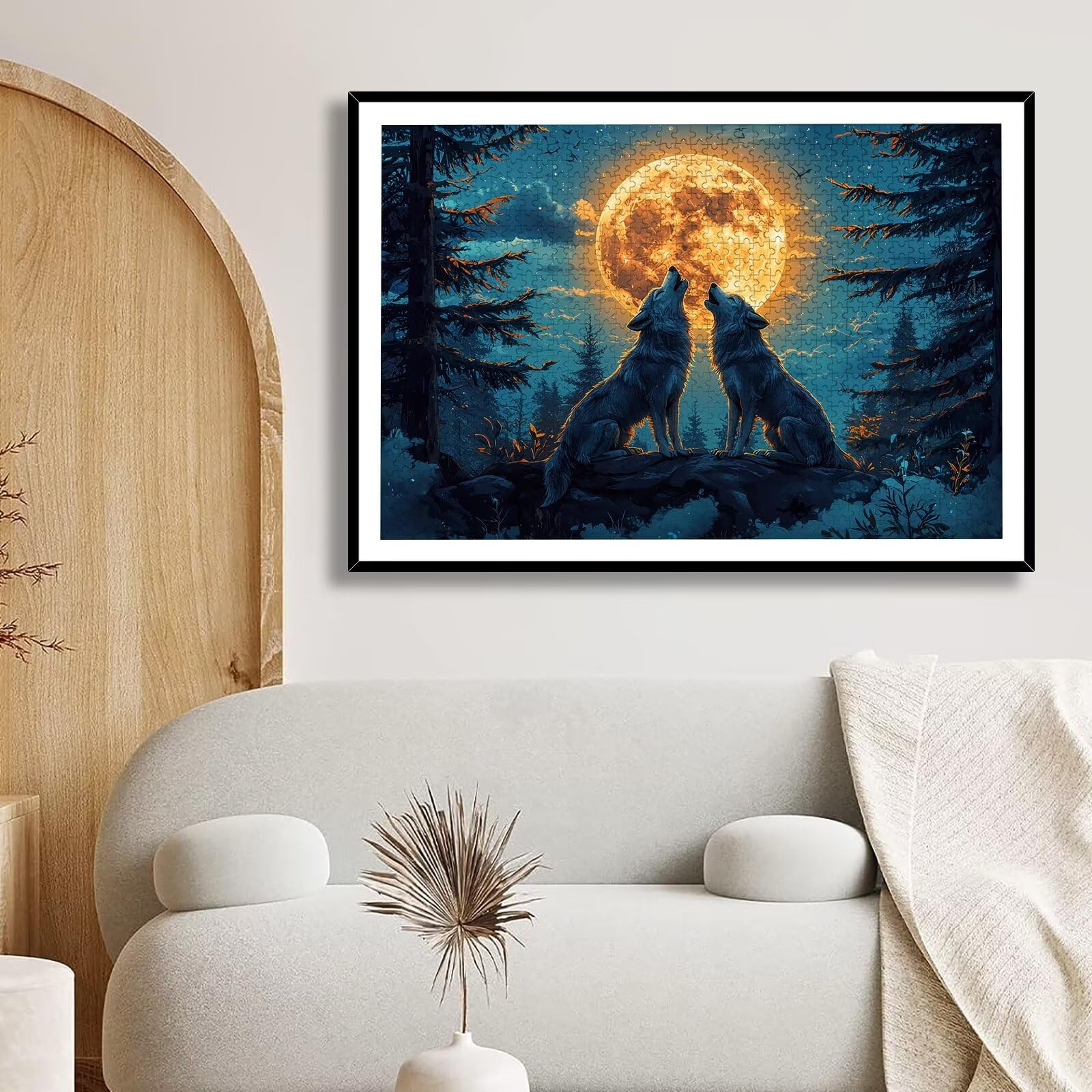 Puzzle 1500 Pezzi Lupo, Puzzle Luna 1500 Pezzi Arte per Adulti e Bambini, Misura: 87x57 cm, Puzzles Legno per Adulti con Squisita Scatola di Imballaggio, Regalo Donna e Uomo, Decorazioni Casa, -9045
