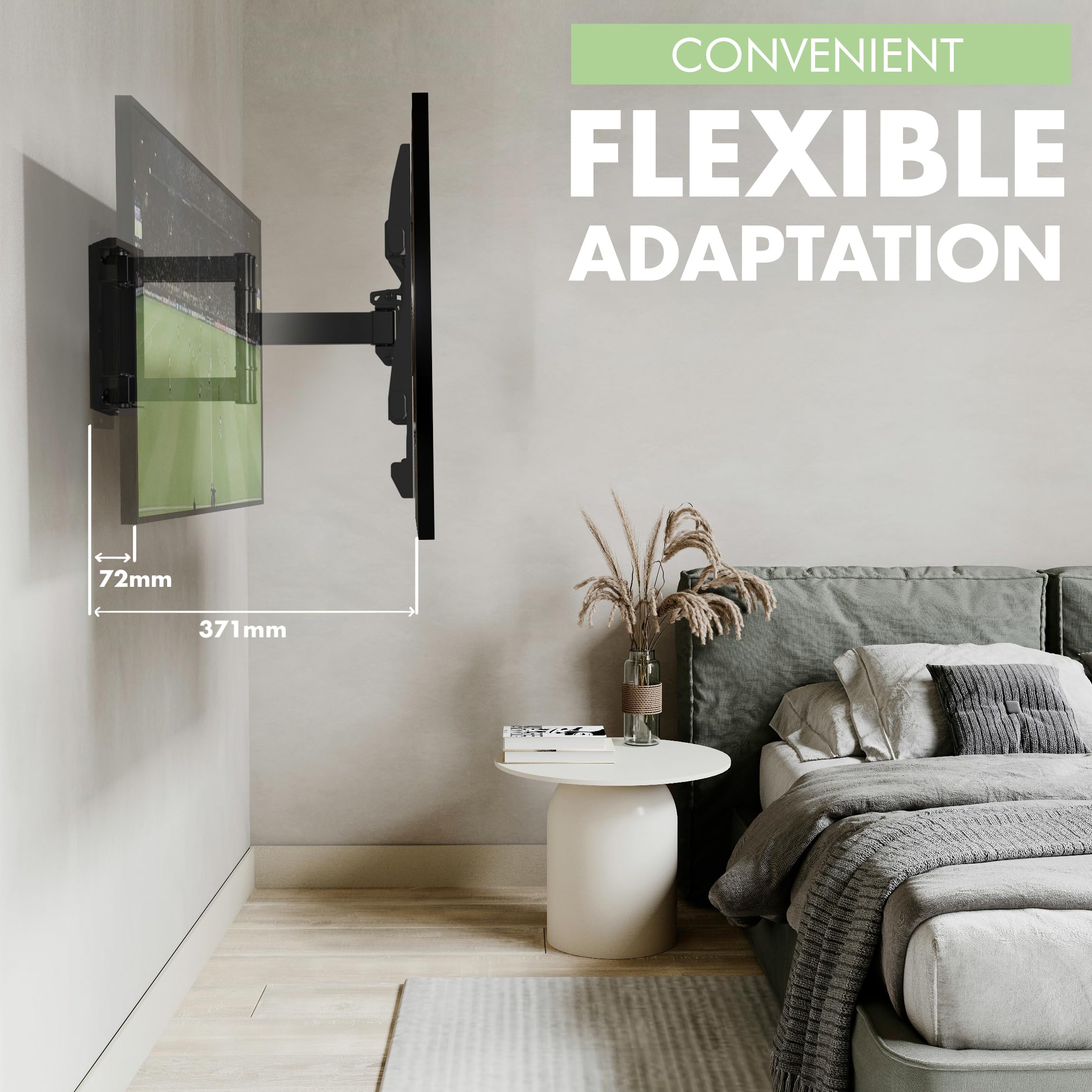 Support Mural TV, Inclinable et Orientable Support TV pour écrans 32-85 Pouces jusqu'à 60Kg -VESA 600 x 400 mm