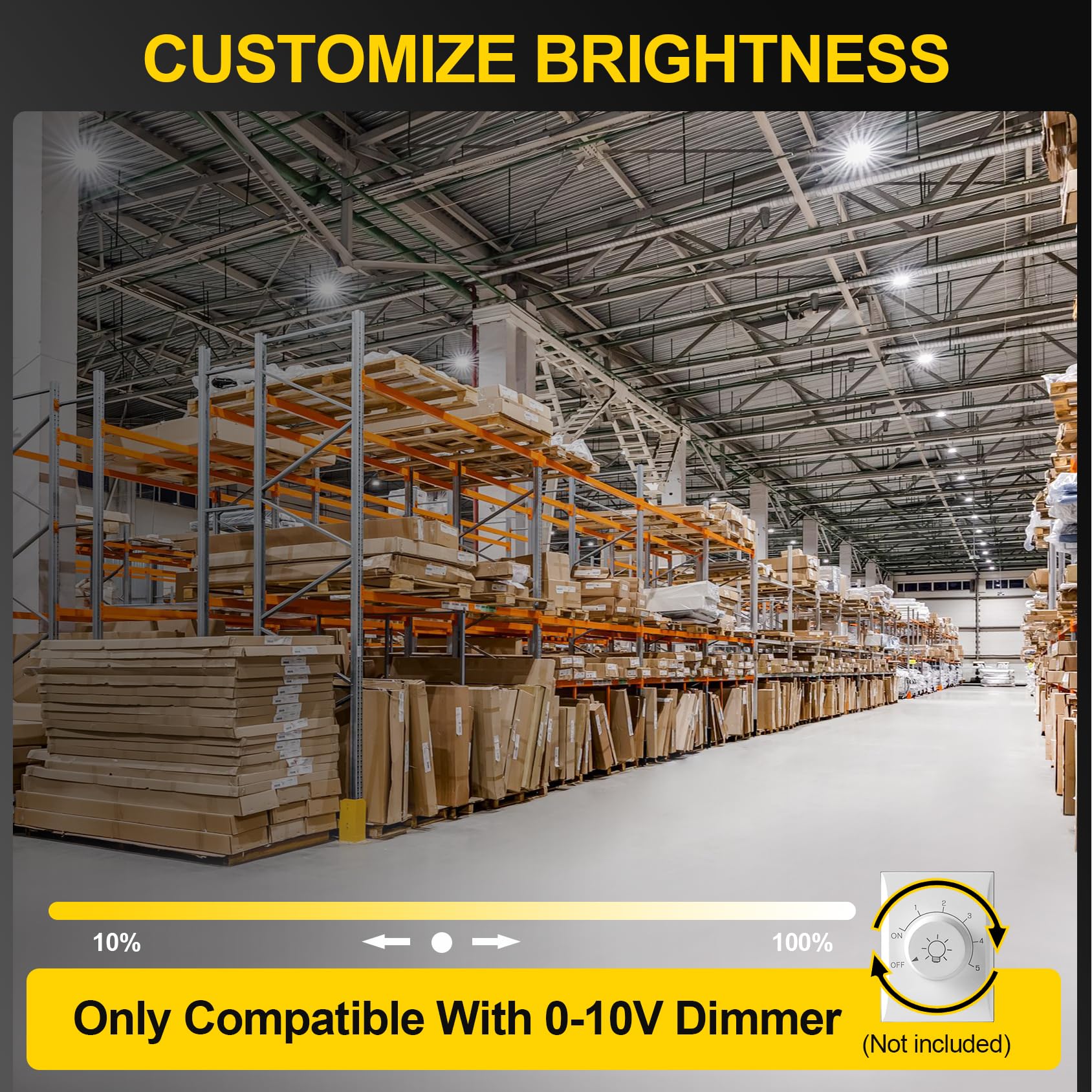 9Pack 480V UFO LED High Bay Light 240W 200W 150W Adjustable ETL DLC Listed 5000K 36000Lm High Bay — view 5