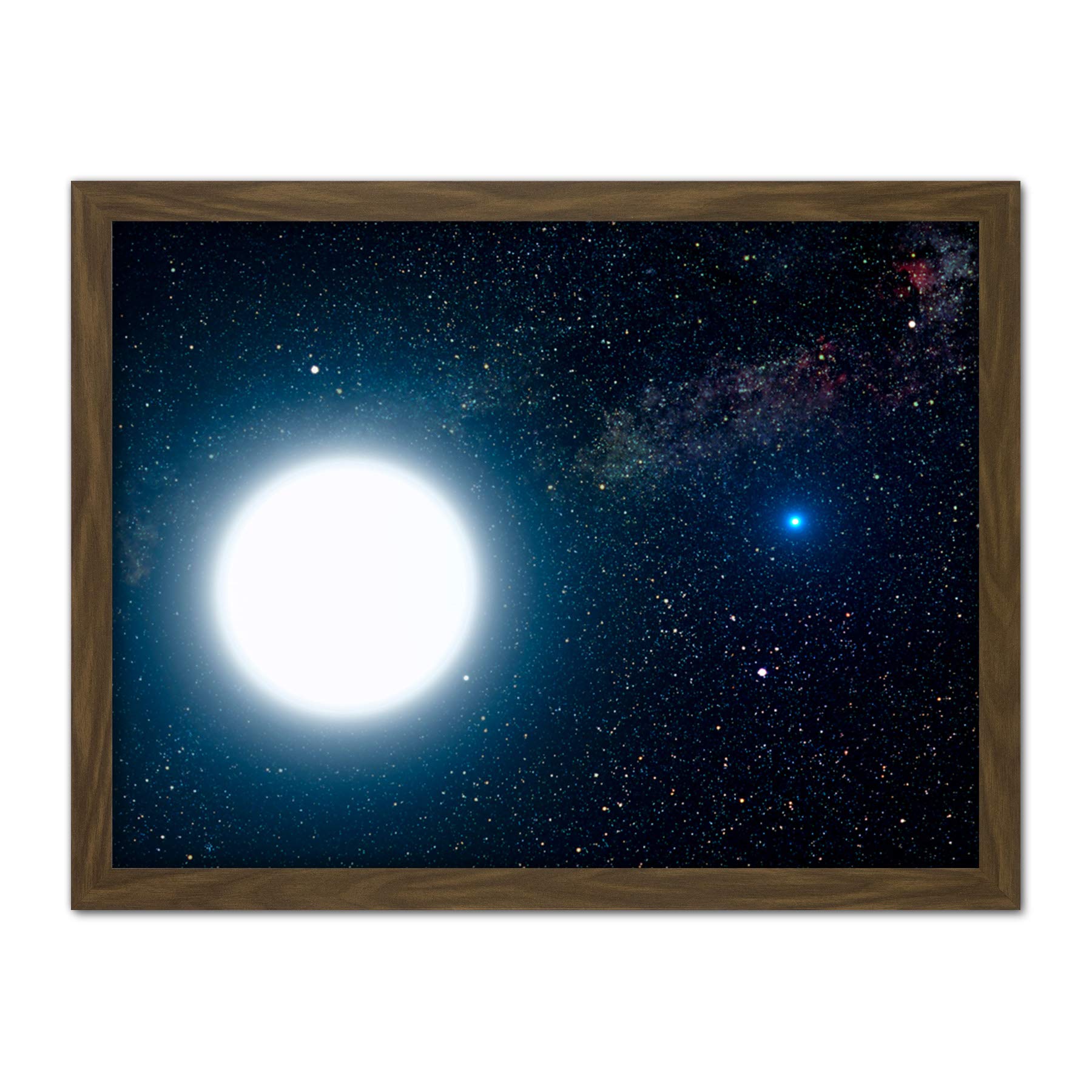 Space NASA Binary Stars Sirius A B Illustration Artwork Framed Wall Art Print 18X24 Inch